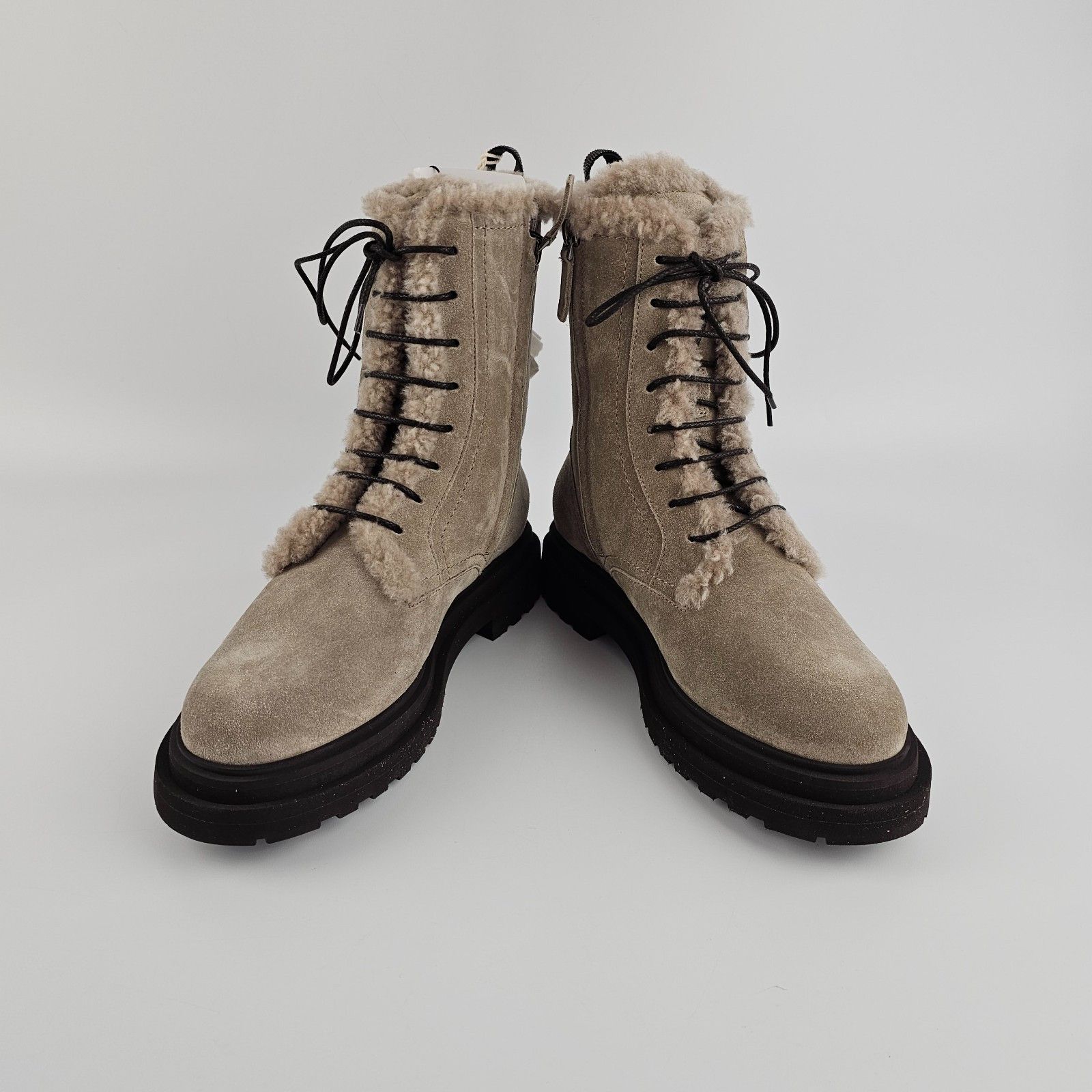 Brunello Cucinelli B. Cucinelli Monile Gray Suede Combat Boots N&A Size US 10 / IT 40 - 8 Thumbnail