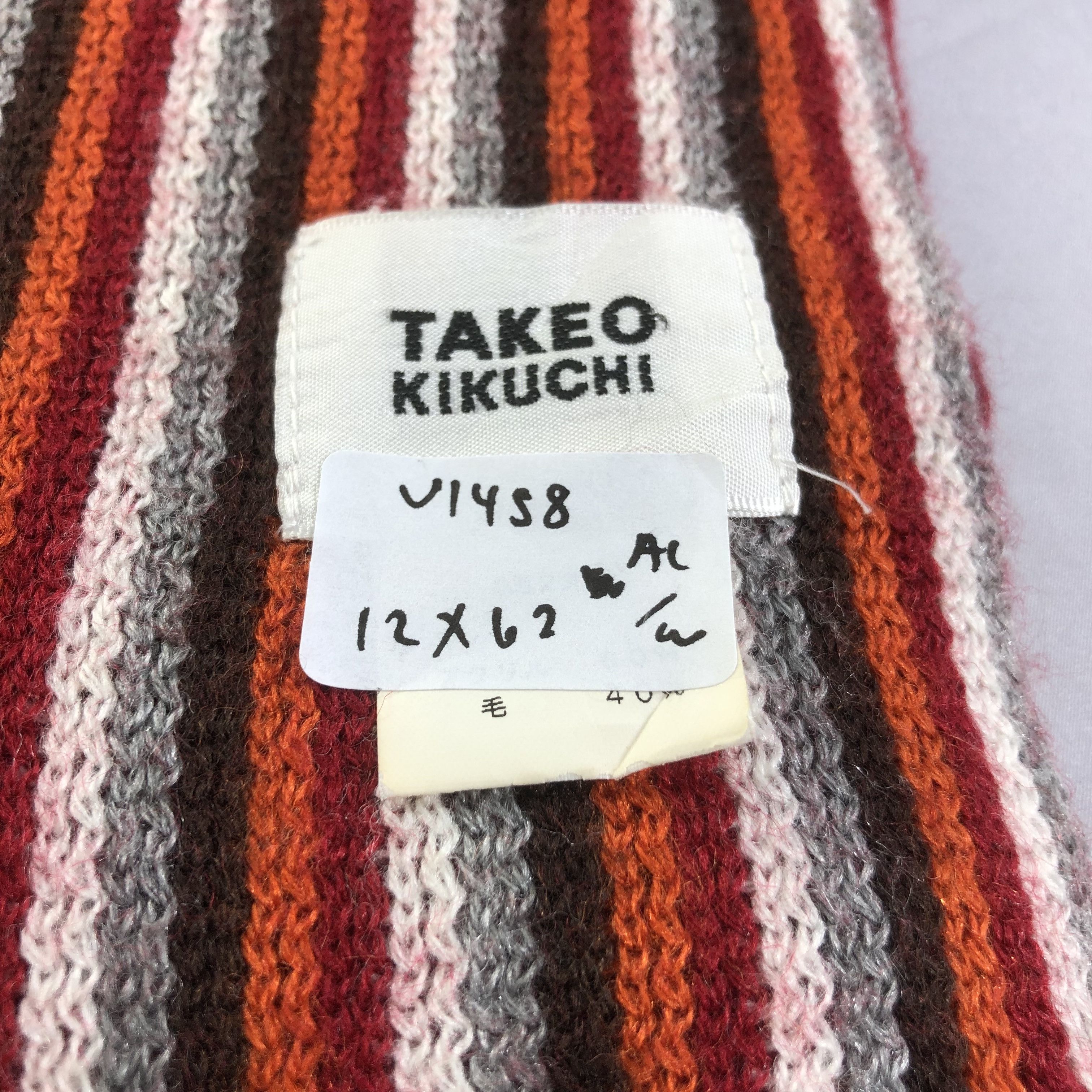 Takeo Kikuchi Takeo Kikuchi Striped Knit Wool Scarf Muffler V1458 Size ONE SIZE - 7 Thumbnail
