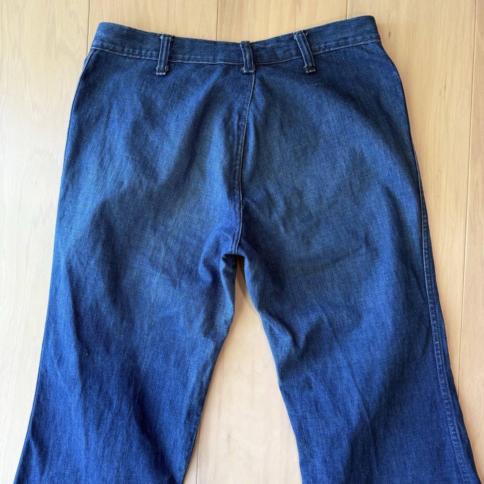 Vintage Vintage Navy Flare Pants 31 Blue Dark 70s Military Seafarer Size 31" - 7 Thumbnail