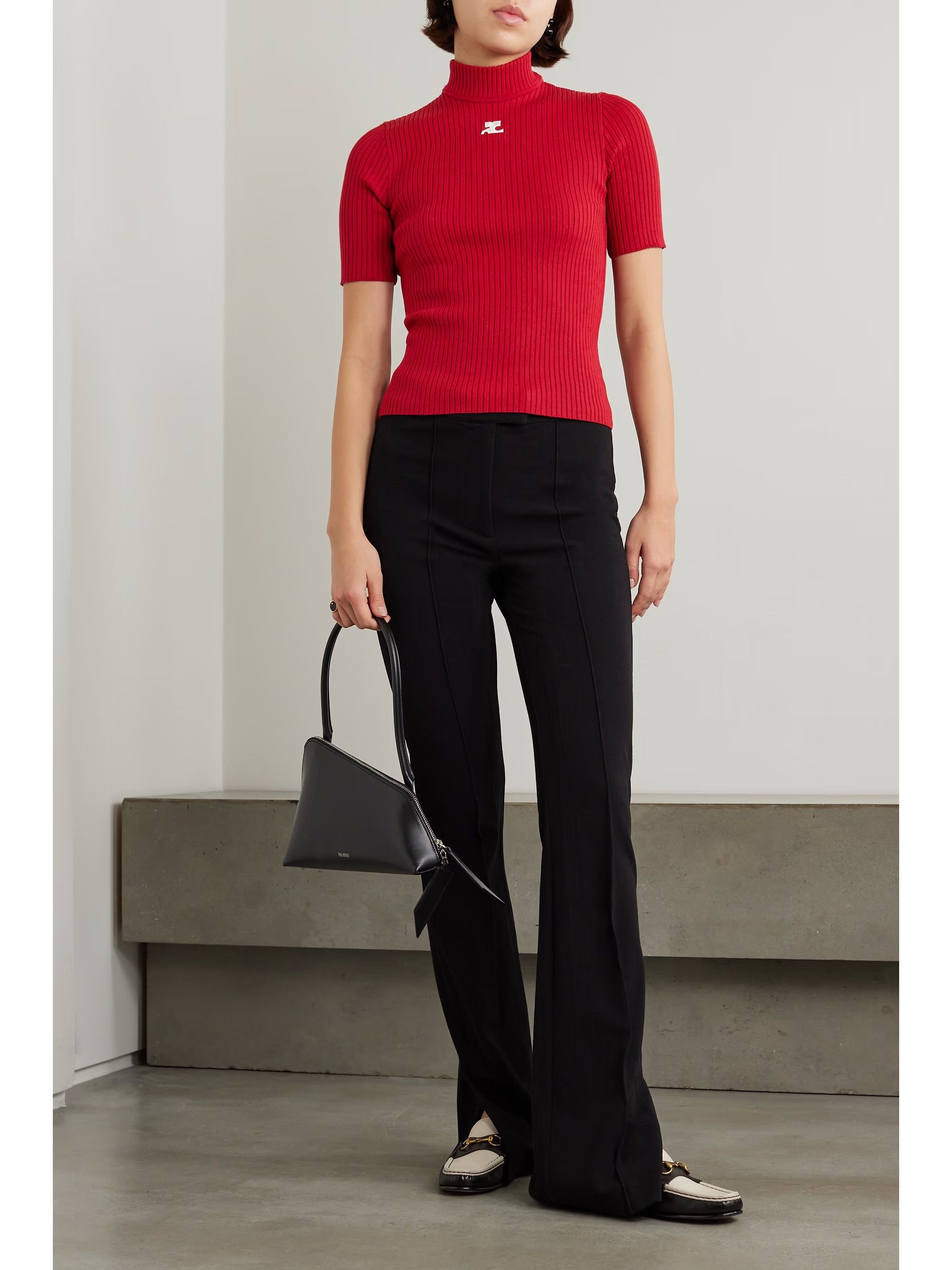 image of Courreges Knit Viscose Blend Logo-Top in Red, Women's (Size Large)