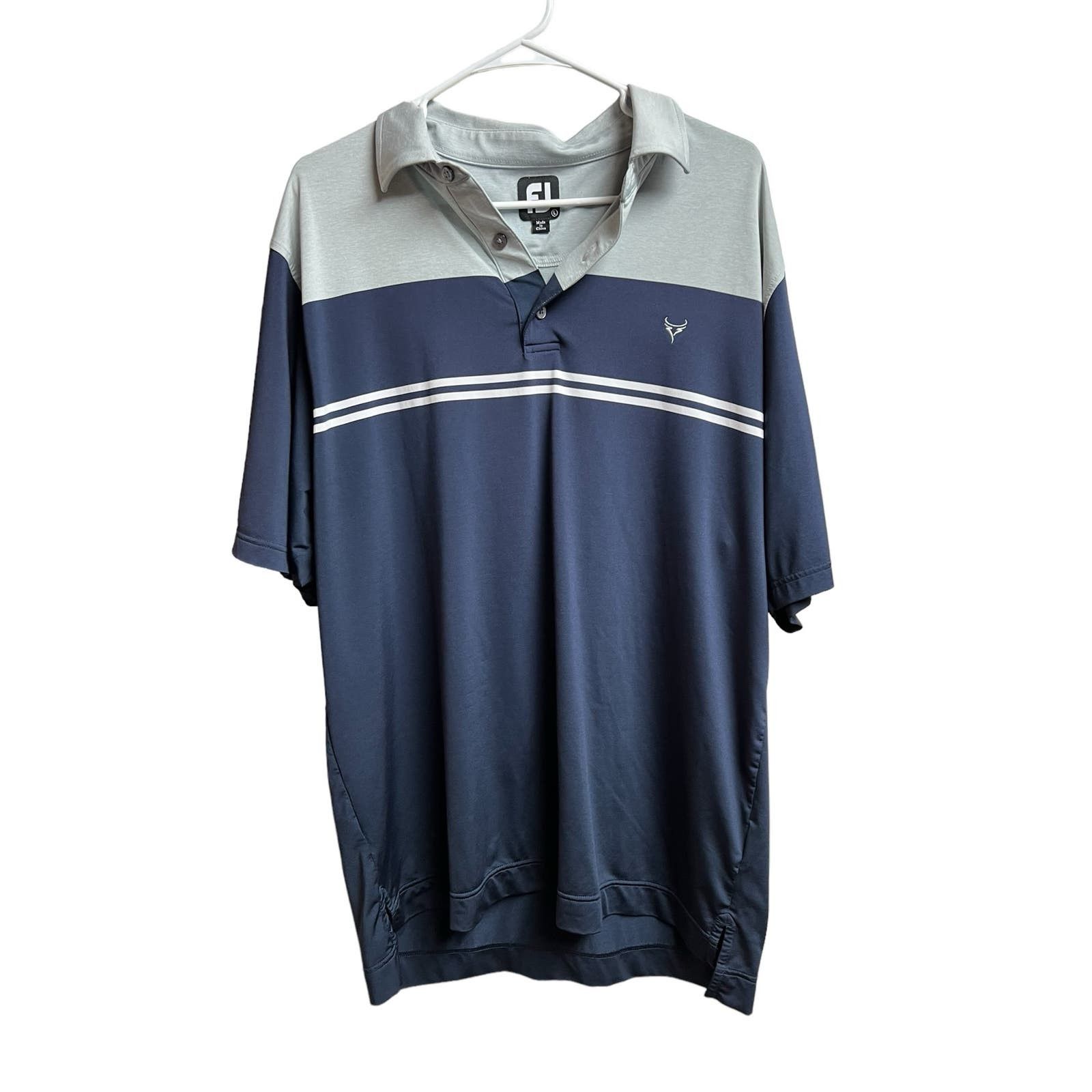 Footjoy Footjoy Gray Blue Color Block Stripes Short Sleeve Polo Size US L / EU 52-54 / 3 - 1 Thumbnail