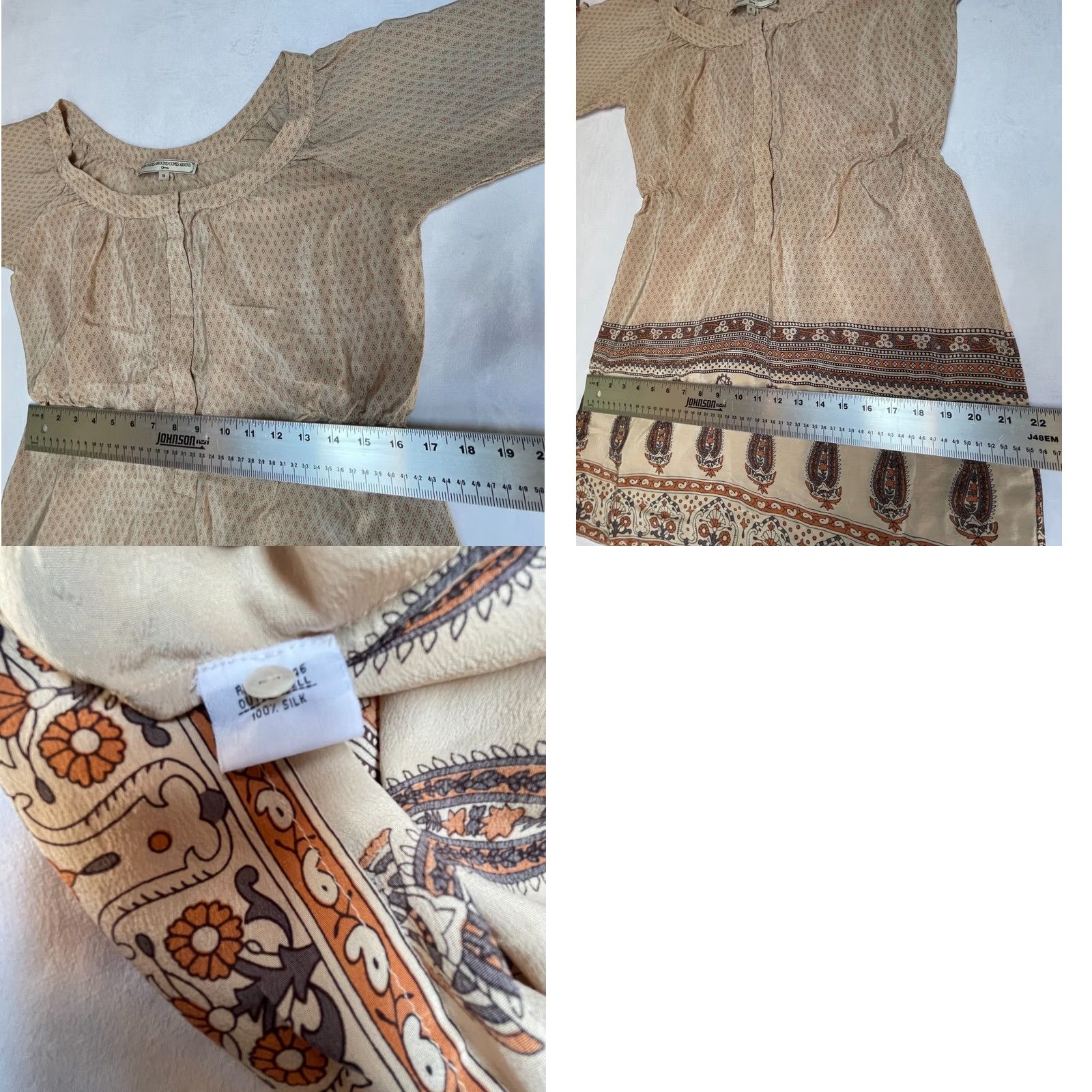 What Goes Around Comes Around What Goes Around Comes Around Women Medium Shift Mini Dress Long Sleeve Geo Silk Multicolor Size M / US 6-8 / IT 42-44 - 8 Thumbnail