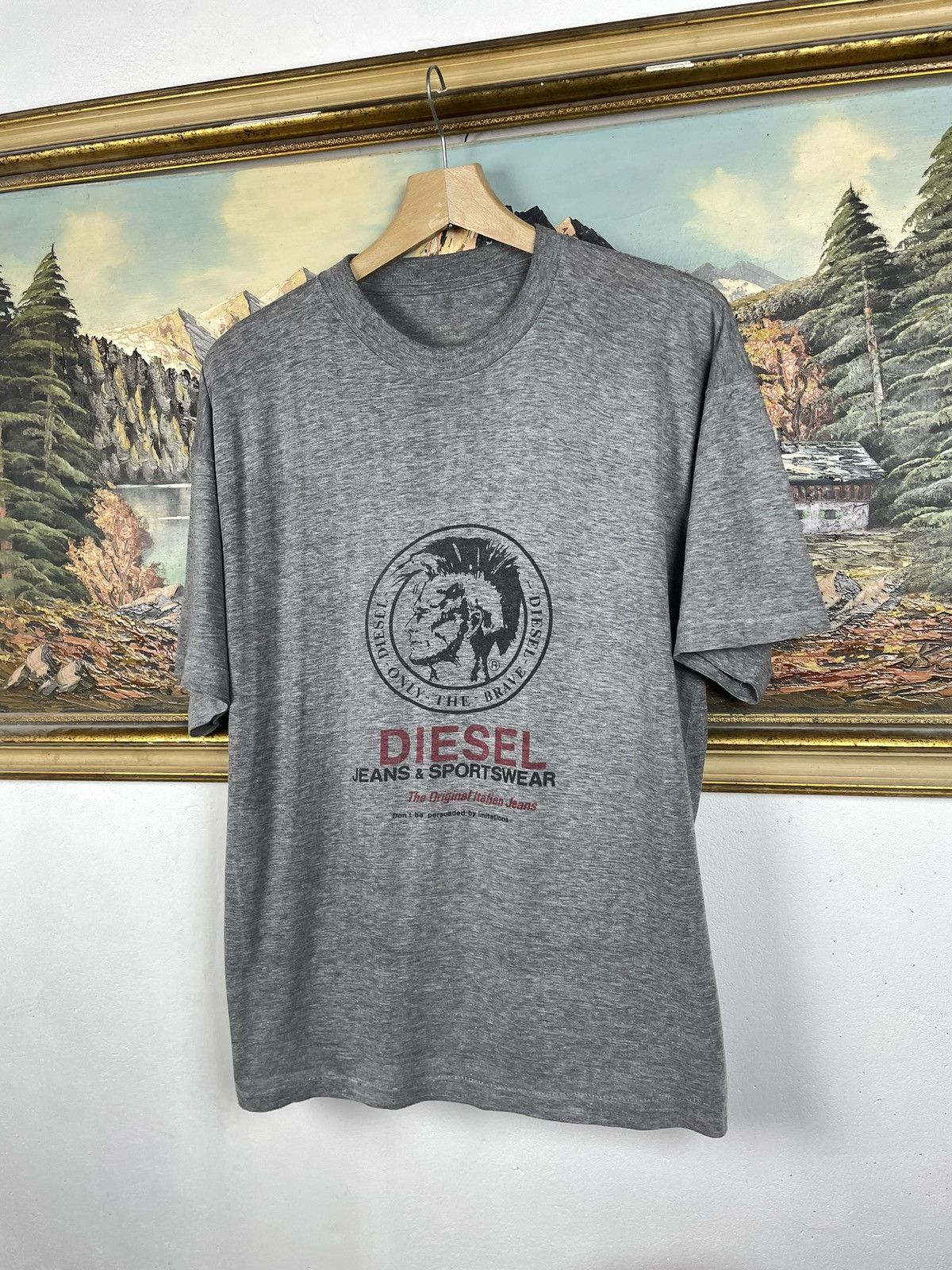 Diesel Diesel Y2k Vintage Gray Tee Big Logo Avant Garde Cyber Swag Size US XL / EU 56 / 4 - 2 Thumbnail