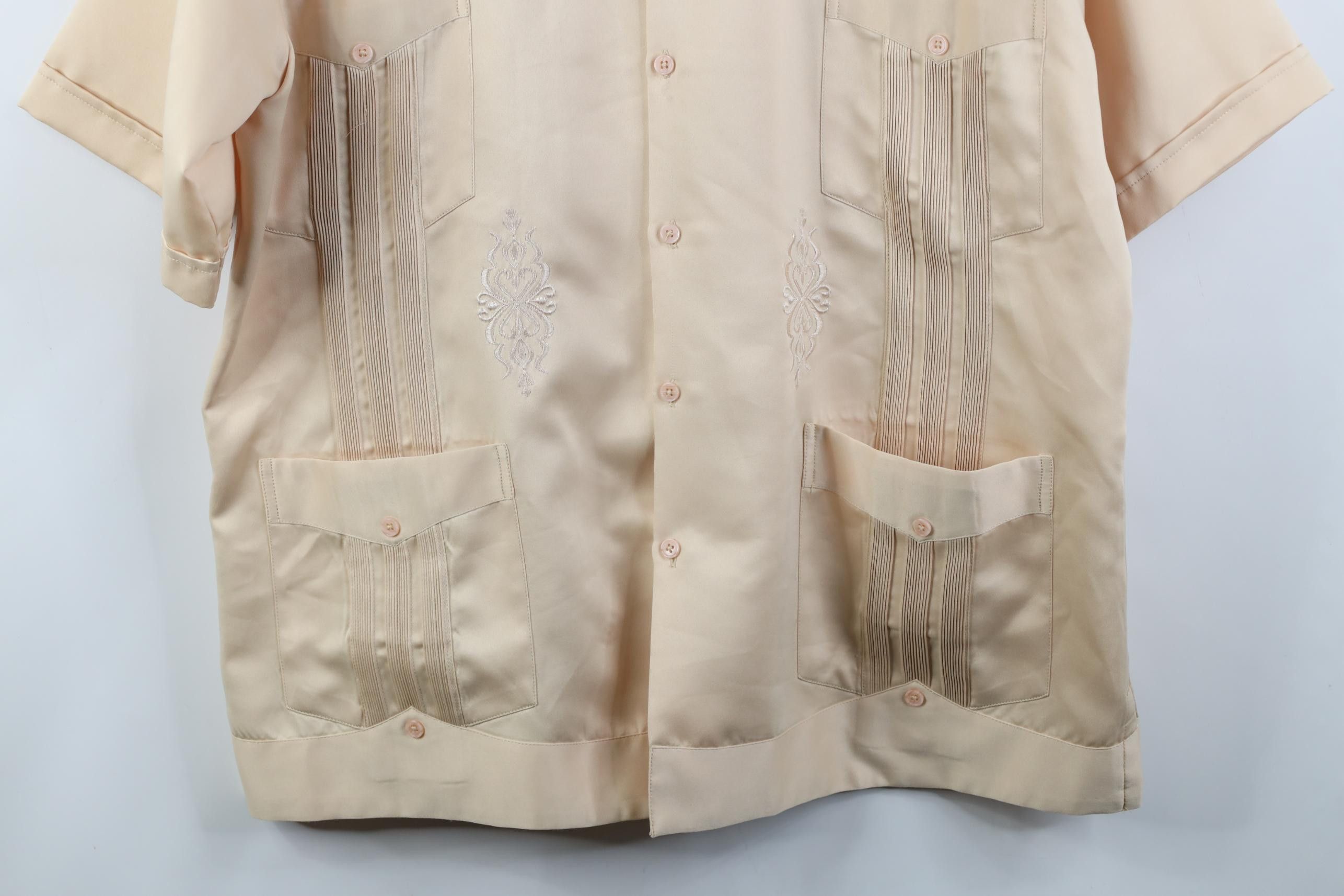 Vintage Vintage 90s Rockabilly Western Wedding Button Shirt Beige Size US XXL / EU 58 / 5 - 3 Thumbnail