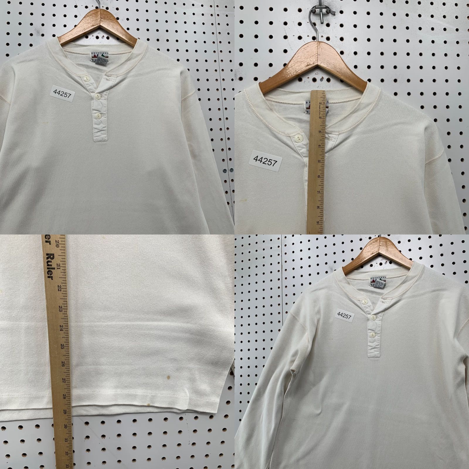 Vintage VINTAGE Britches Henley Pullover Shirt Mens XL White Heavyweight Knit Cotton - 90s Era, Hand Made Hong Kong Mens XL White Size US XL / EU 56 / 4 - 8 Thumbnail
