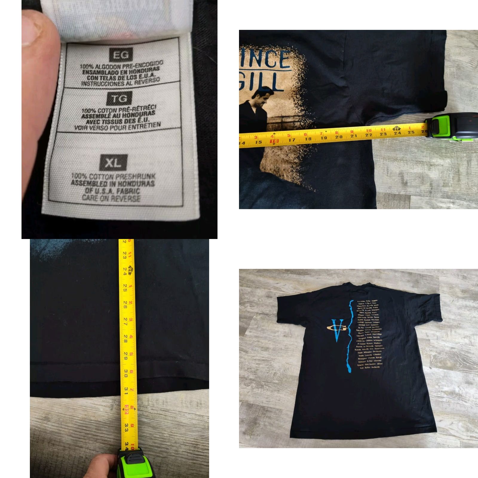 Fruit Of The Loom VINTAGE Vince Gill Tour T-Shirt Size XL Black 90s Single Stitch Men Music Shirt XL Black Vince Gill Tour Tee Size US XL / EU 56 / 4 - 8 Thumbnail