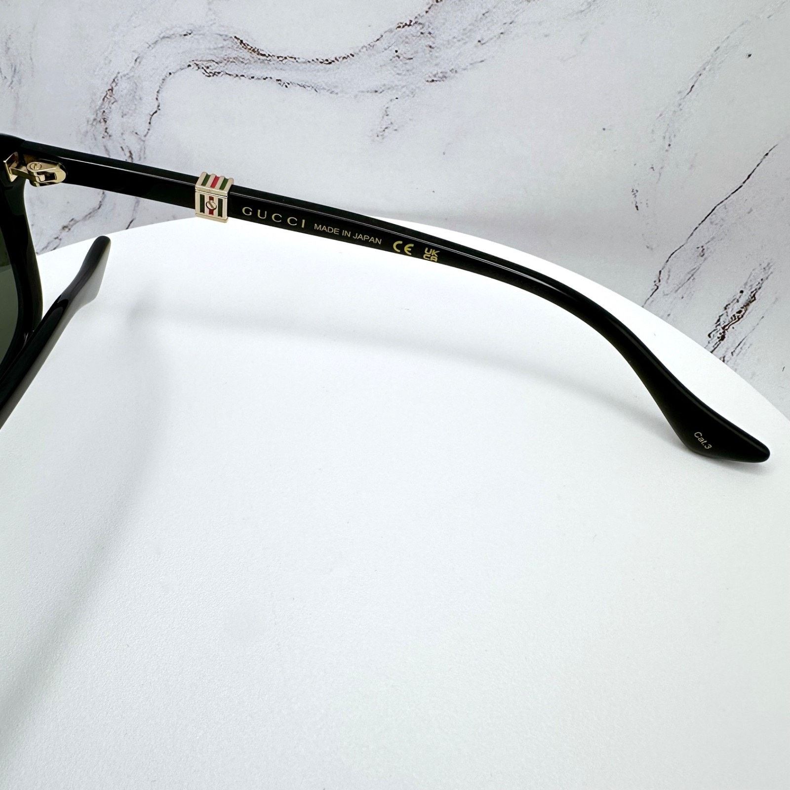 Gucci New GUCCI Sunglasses Black Aviator Pilot Gold Logo Metal Size ONE SIZE - 17 Thumbnail