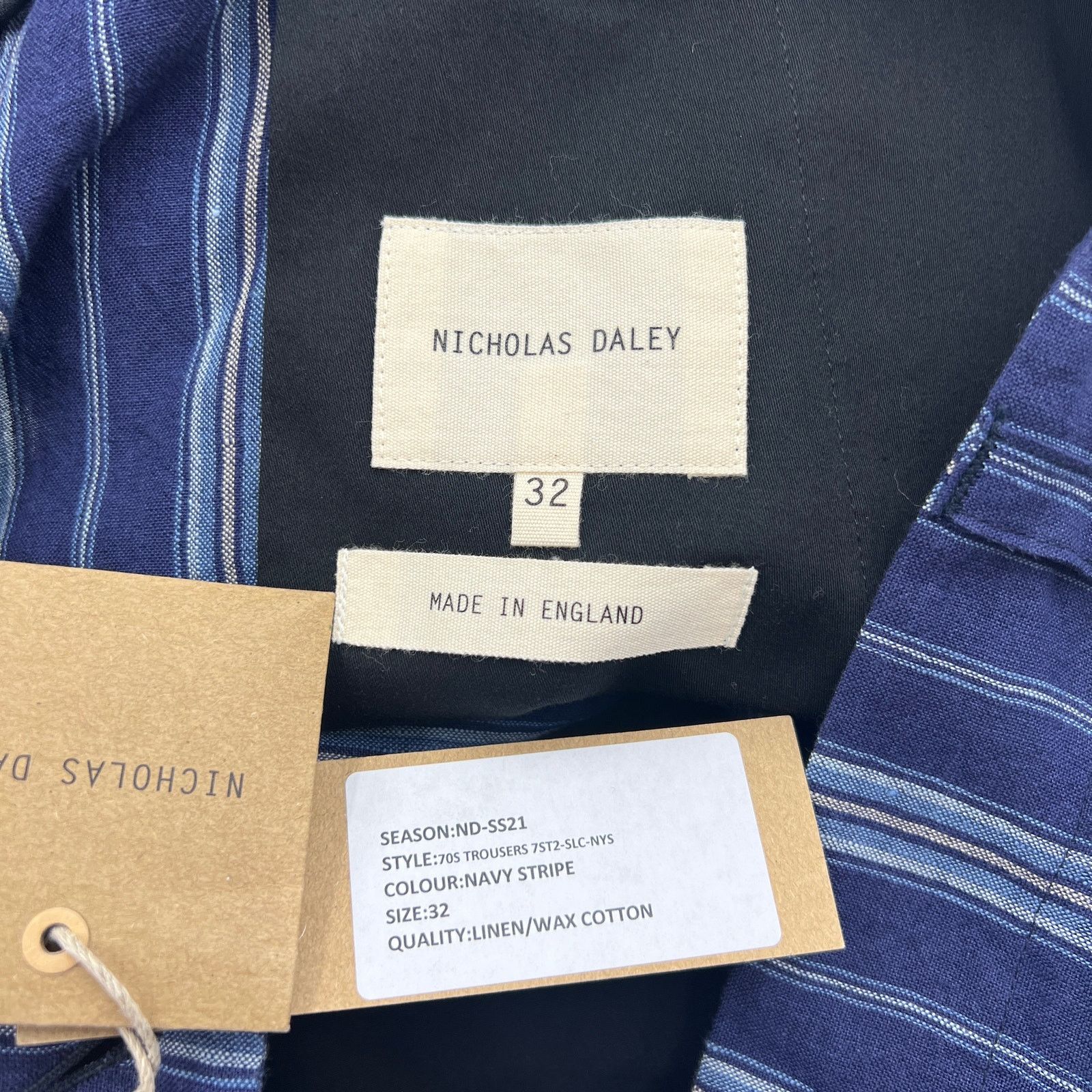 Nicholas Daley Nicholas Daley 70s Stripe Trouser Irish Linen Waxed Cotton Size US 32 / EU 48 - 3 Thumbnail