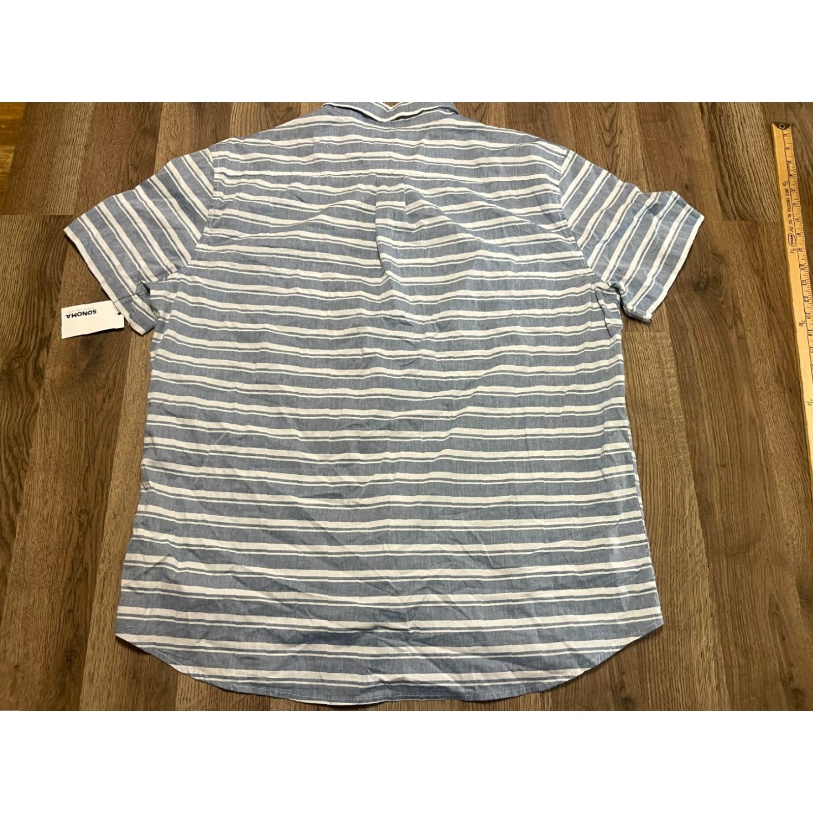 Vintage Sonoma Shirt Men's XXL Blue White Striped Button Up Perfect Length Shirt Size US XXL / EU 58 / 5 - 2 Thumbnail