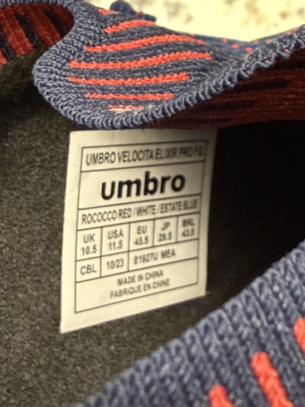 Umbro Umbro Velocita Elixir Pro FG Men’s Cleats Size 11.5 Size US 11.5 / EU 44-45 - 6 Thumbnail