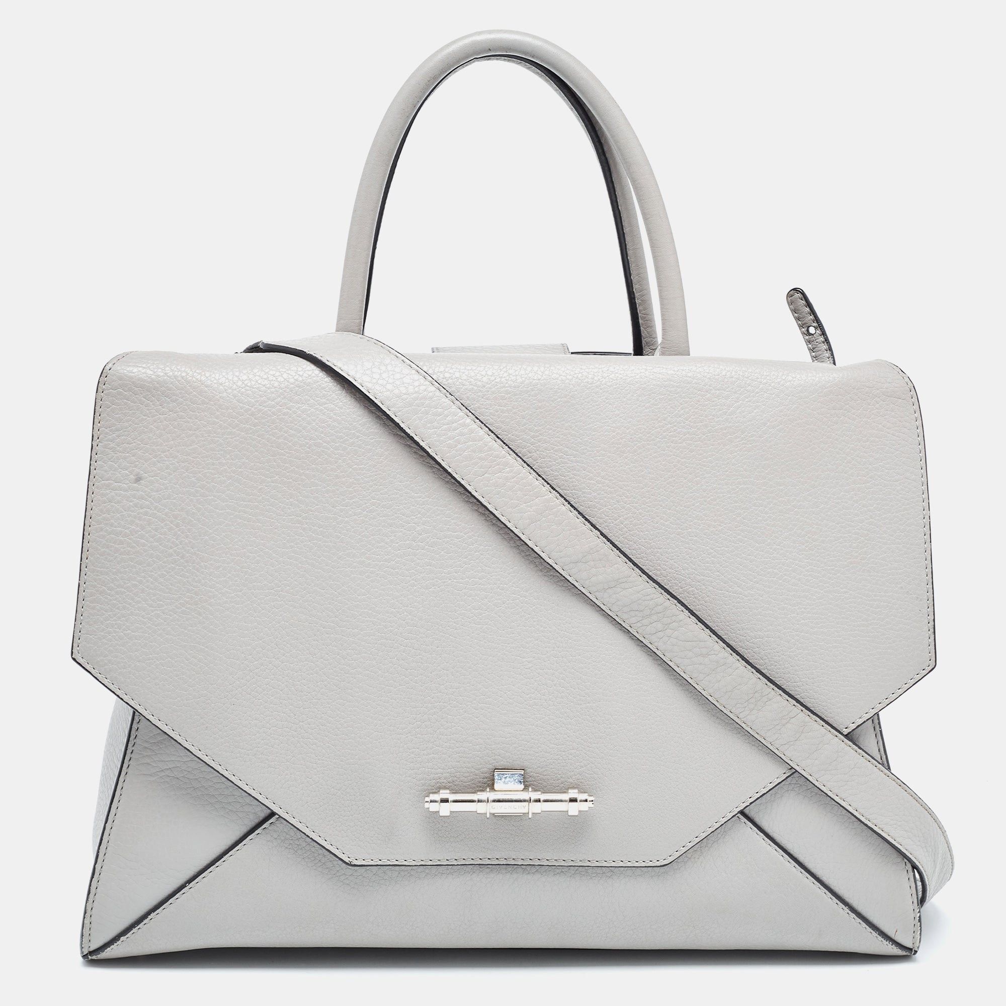 image of Givenchy Grey Leather Medium Obsedia Tote, Women's