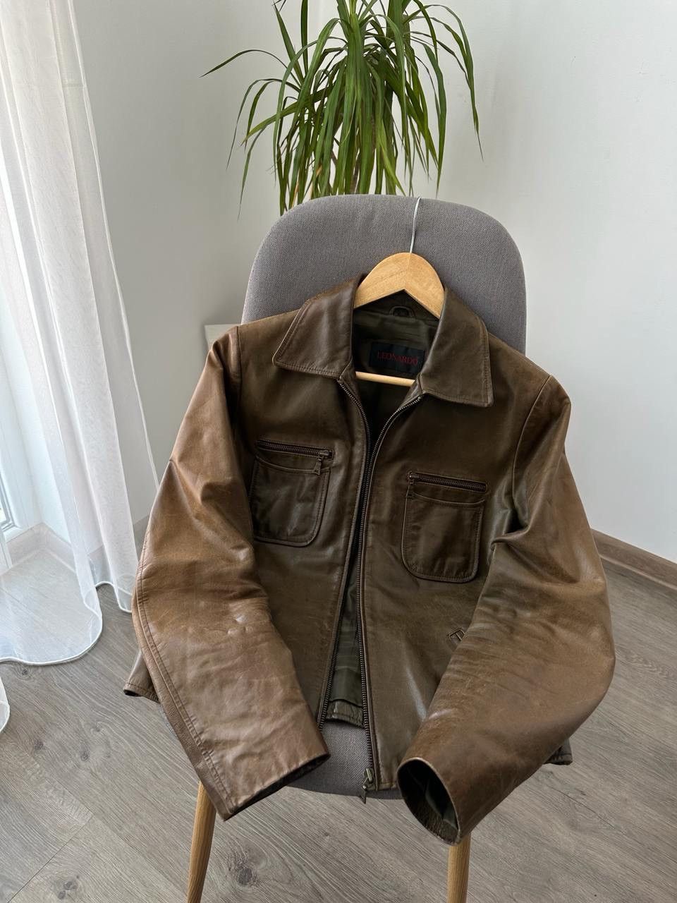 Genuine Leather × Japanese Brand × Vintage Vintage Genuine Leather Leonardo Brown Jacket Size US S / EU 44-46 / 1 - 7 Thumbnail
