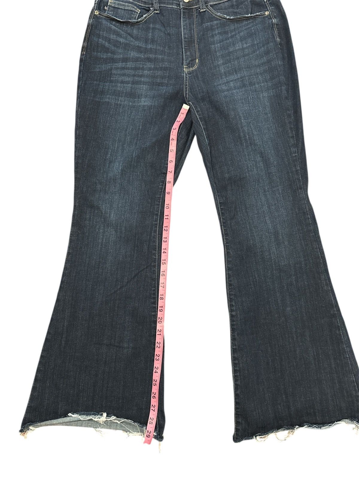 Judy Blue Judy Blue Women’s Flare Jeans Dark Wash Raw Hem Size 14w Size 36" / US 14 / IT 50 - 3 Thumbnail