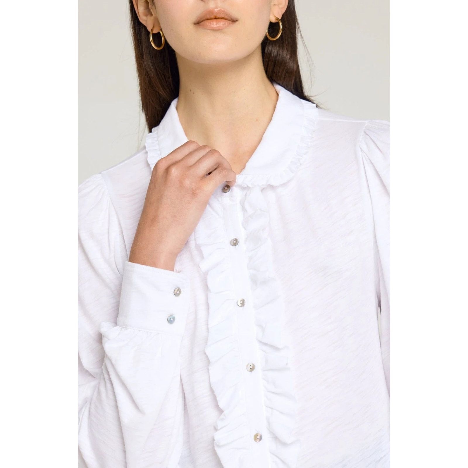 Other $185 New Goldie Pima Josephine Tuxedo Shirt- Small - White Size S / US 4 / IT 40 - 2 Thumbnail