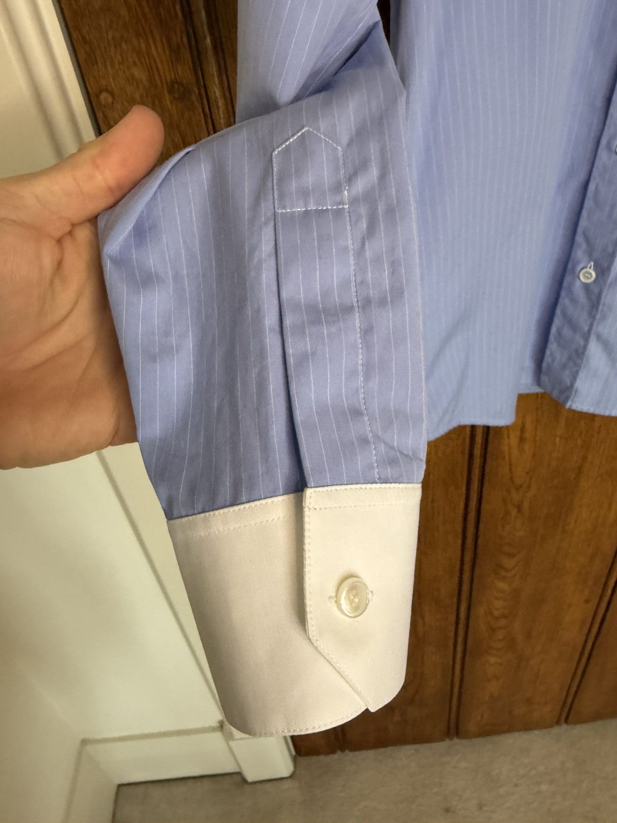 Celine × Hedi Slimane SS24 Celine Triomphe logo blue stripe shirt Hedi sample 39 Size US M / EU 48-50 / 2 - 10 Thumbnail