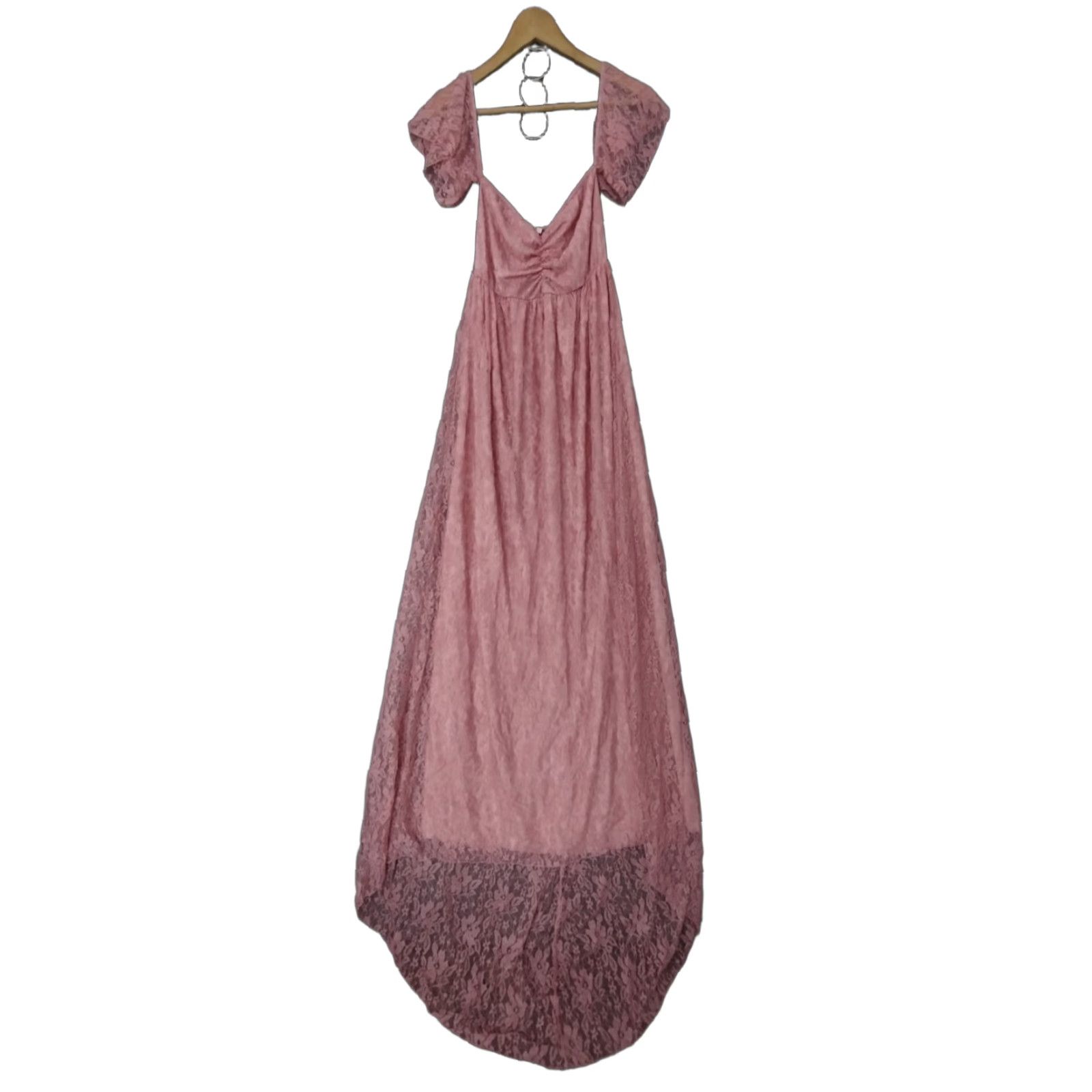 Pinko Pink Mauve Lacy Lined Flutter Short Sleeve Billowy Gown Dress Women's Size S Size 28" / US 6 / IT 42 - 1 Thumbnail