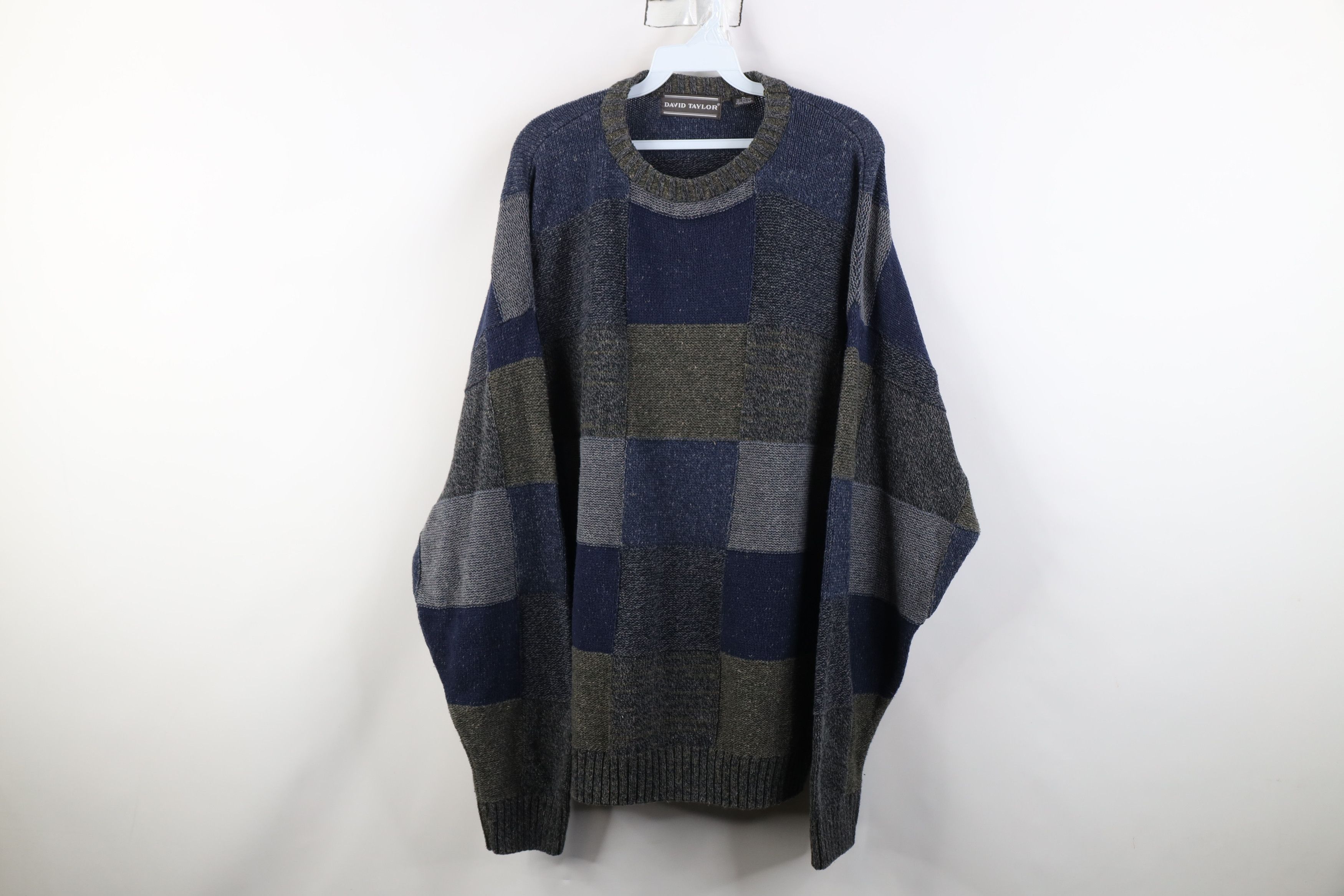 Vintage Vintage 90s Streetwear Patchwork Knit Crewneck Sweater USA Size US XL / EU 56 / 4 - 1 Thumbnail