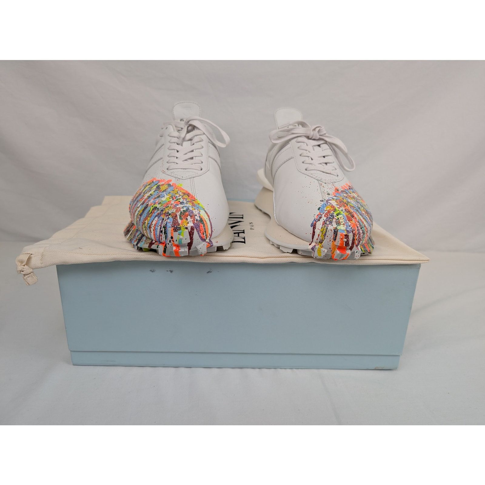 Lanvin o1rshd1 Paint Splatter Bump Sneakers in White Size US 14 / EU 47 - 14 Thumbnail