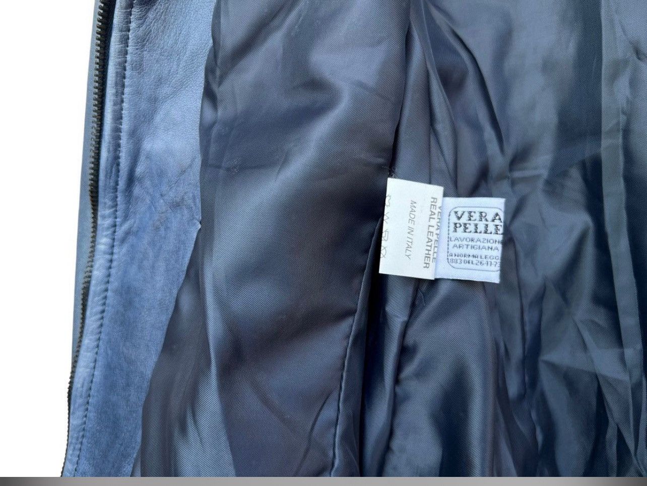 Japanese Brand Curge Italy Blue Sunfaded Biker Leather Jacket Size US S / EU 44-46 / 1 - 14 Thumbnail