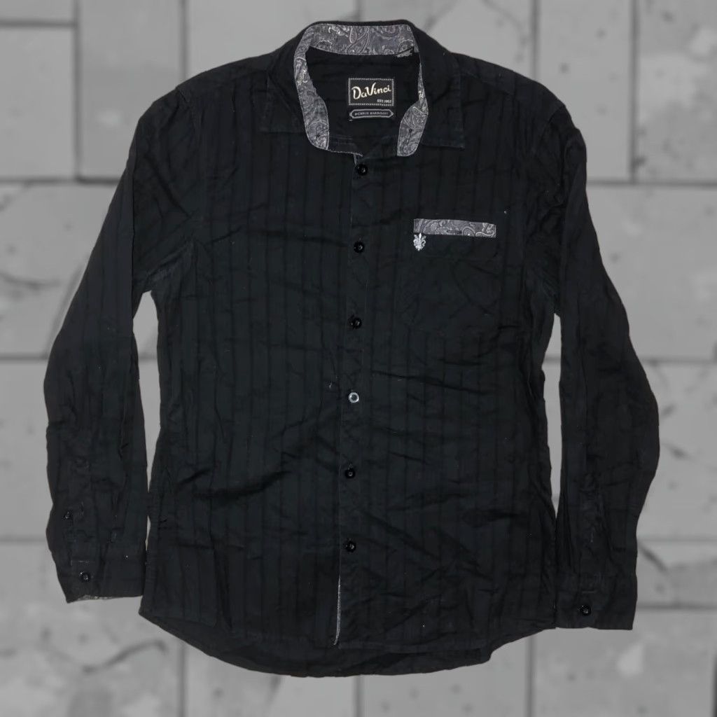 Vintage VINTAGE DaVinci Men's Button-Up Shirt Chris Harrison Black Long Sleeve M Striped 90s Fashion Size US M / EU 48-50 / 2 - 1 Thumbnail