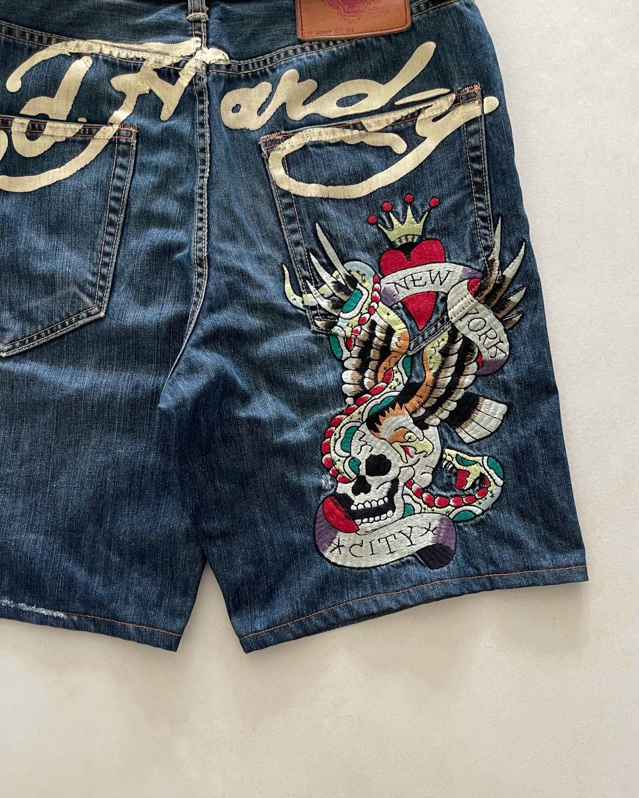 Ed Hardy ‘ ED HARDY ‘ Dark Blue Baggy Jorts ‘ New York City ‘ Size US 34 / EU 50 - 5 Thumbnail