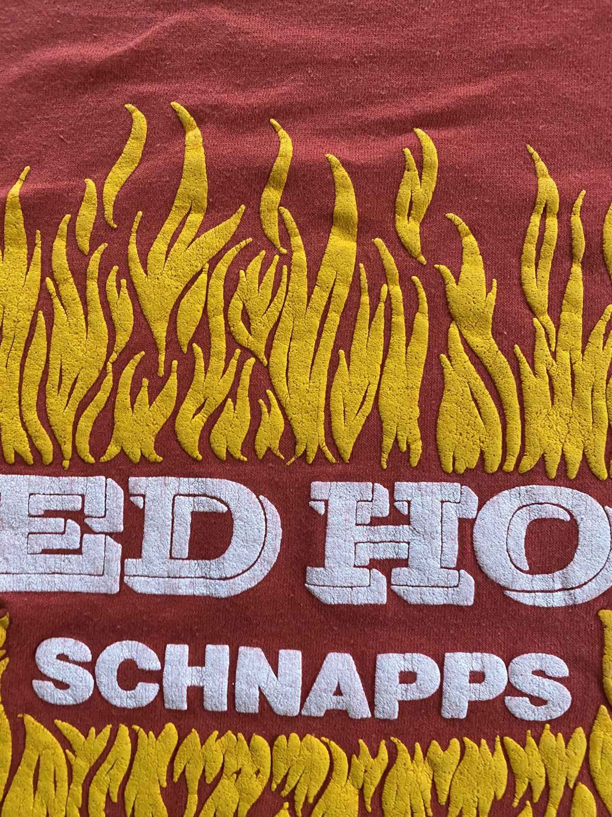 Anvil Vintage 80’s Red Hot Schnapps Puffy Paint Single Stitch Tee Size US L / EU 52-54 / 3 - 6 Thumbnail