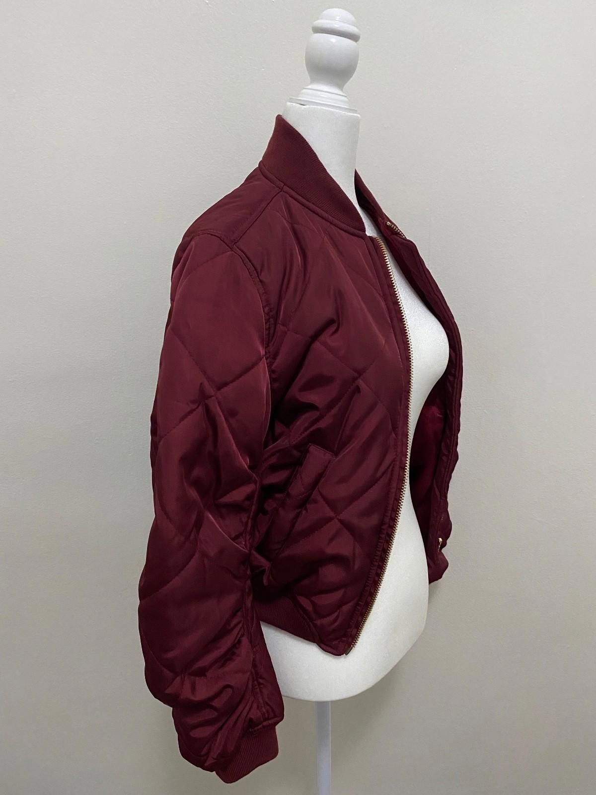 Lulus LULUS Quilted Bomber Jacket in Burgundy (X-SMALL) Size XS / US 0-2 / IT 36-38 - 9 Thumbnail