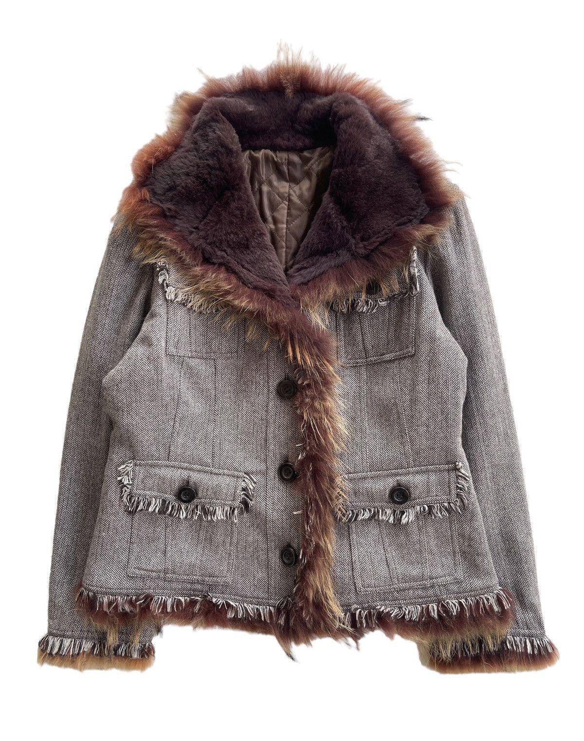 Japanese Brand Vintage St.Almeida Real Rabbit Fur Raccoon Luxury Coat Size M / US 6-8 / IT 42-44 - 1 Thumbnail