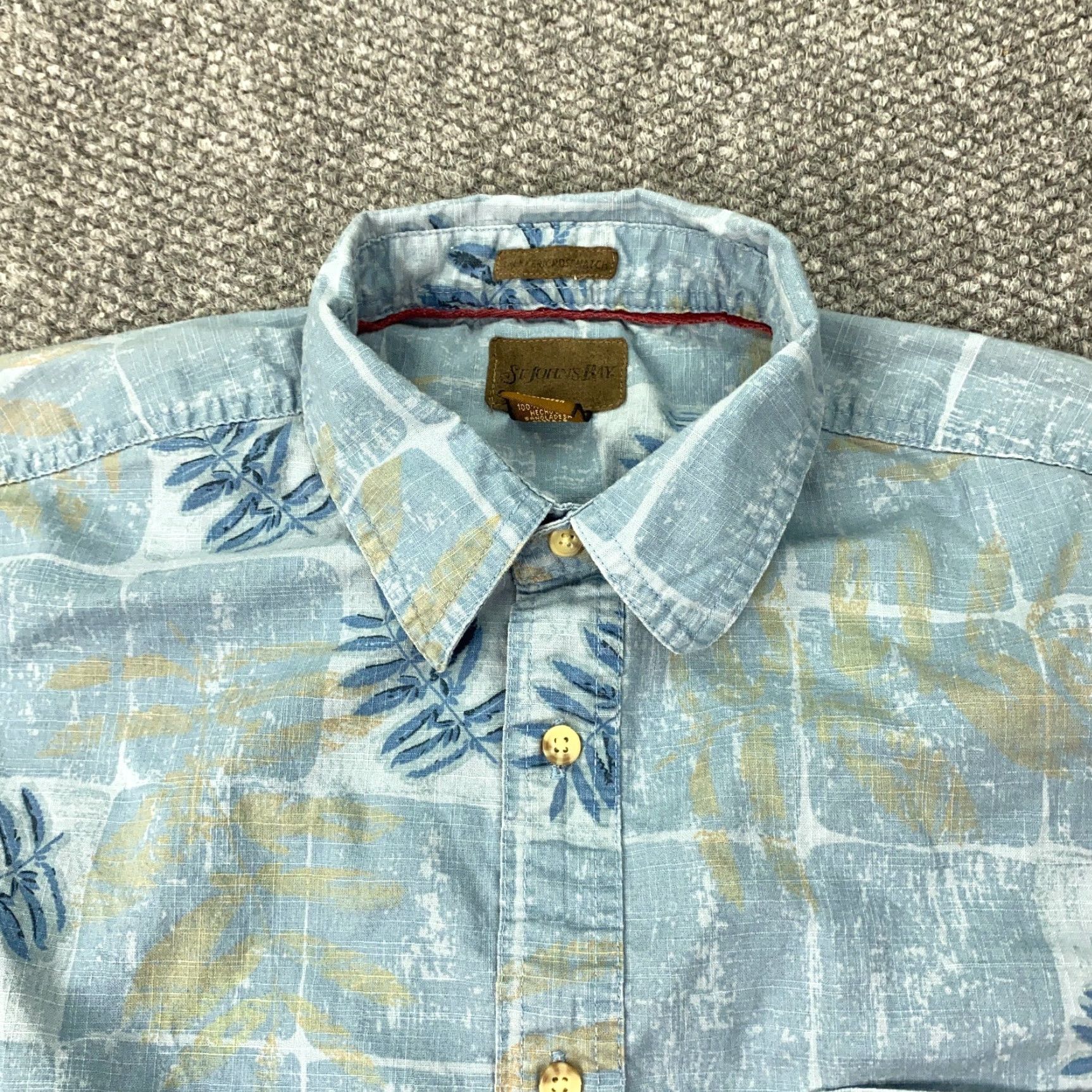 Vintage VINTAGE St. John's Bay Shirt Large Blue Trekker Crosshatch Hawaiian Short Sleeve Shirt Size US L / EU 52-54 / 3 - 3 Thumbnail