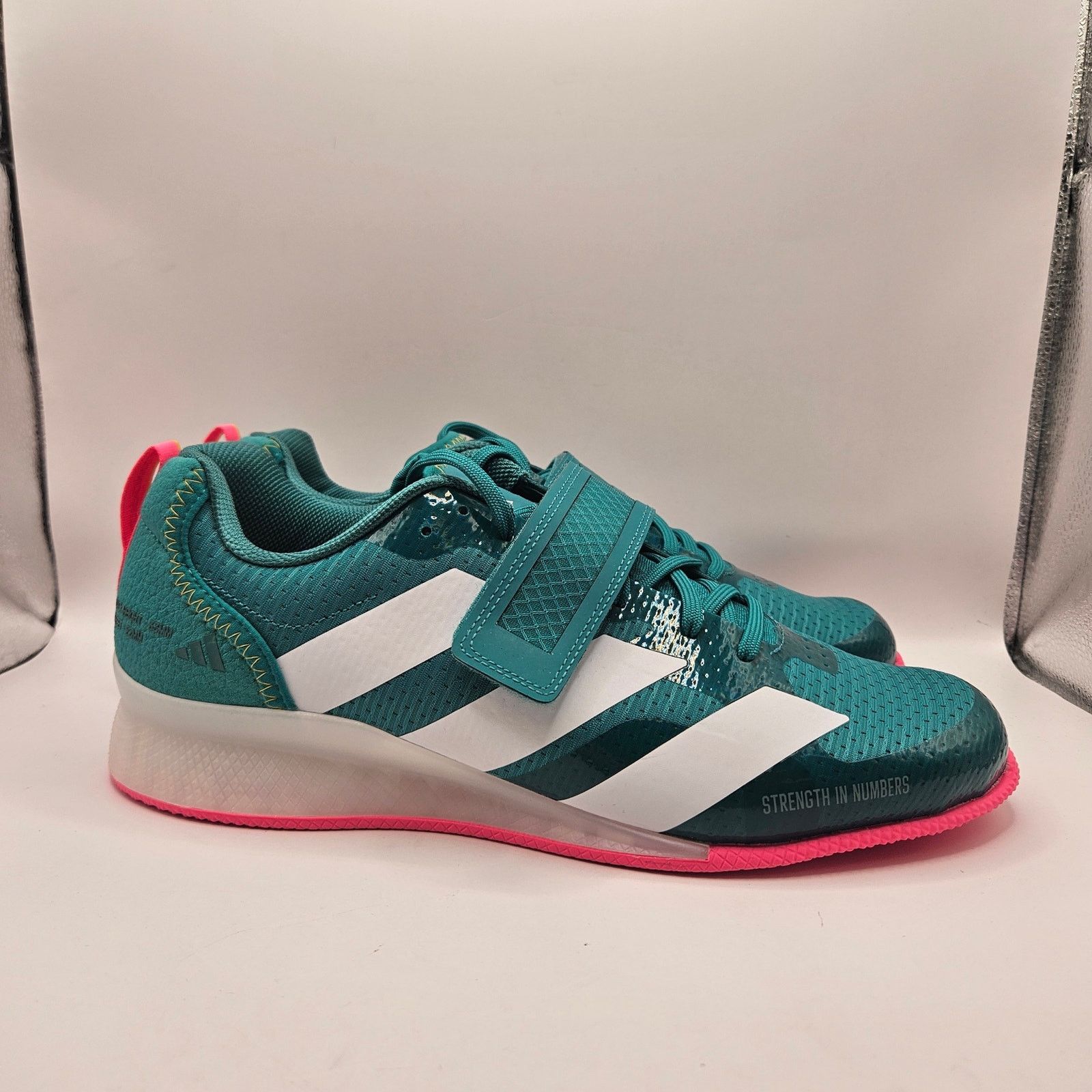 Adidas ADIDAS MEN'S 11 ADIPOWER WEIGHTLIFTING 3 SHOES TEAL WHITE Size US 11 / EU 44 - 4 Thumbnail