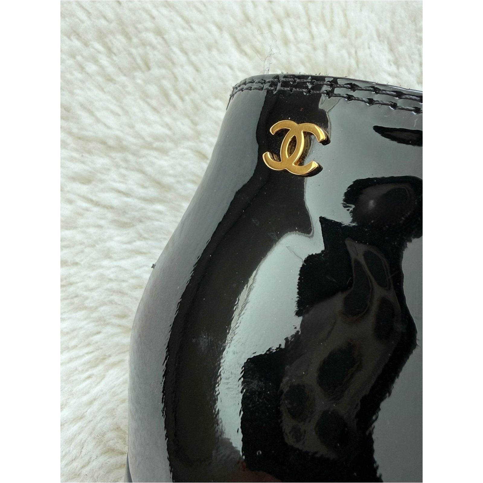 Chanel Chanel Lace Up Ankle Boots Black Patent Leather Heel CC 39EU Size US 9 / IT 39 - 3 Thumbnail