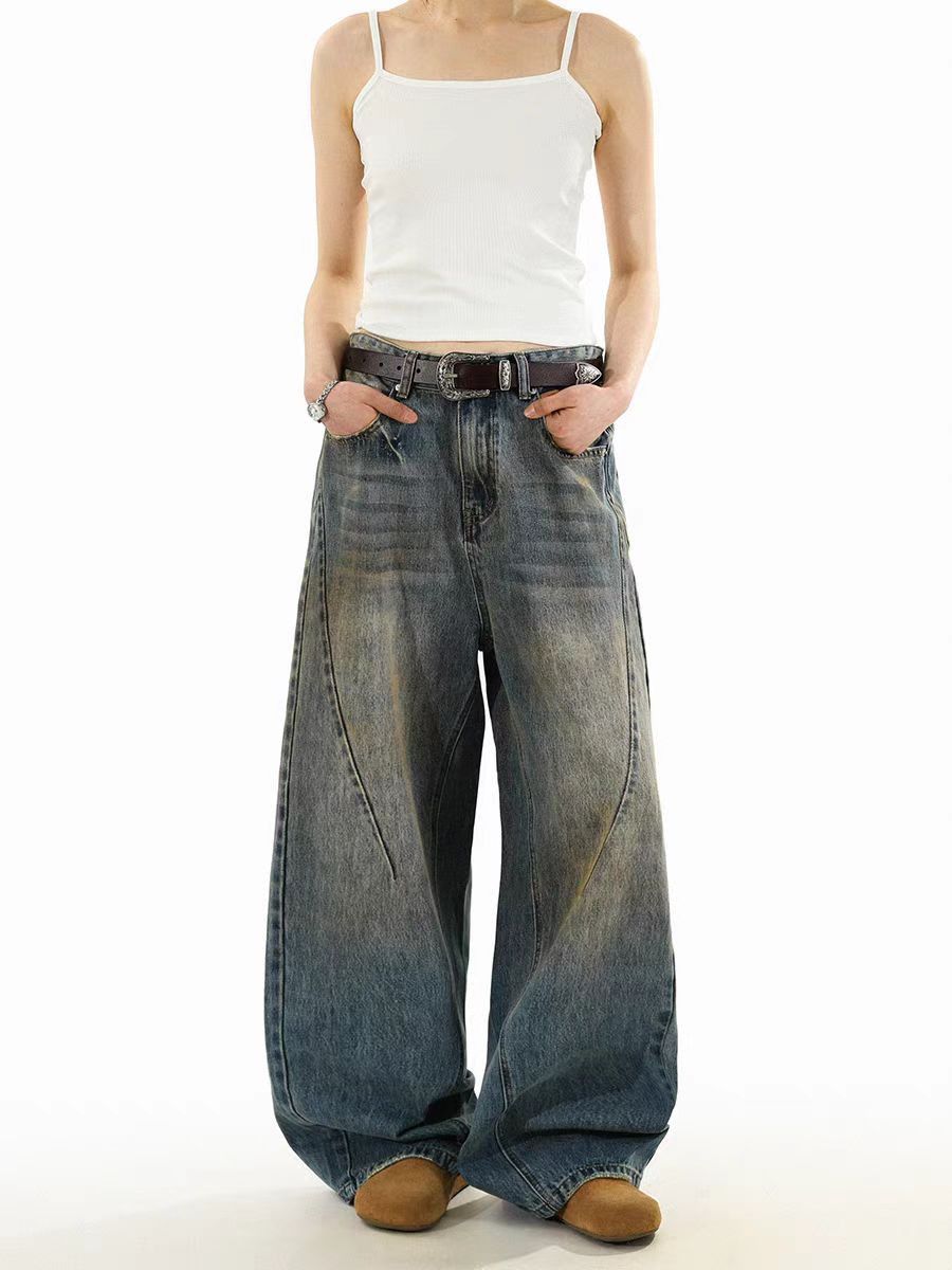 Vintage Washed and distressed baggy patchwork jeans Size US 32 / EU 48 - 1 Thumbnail