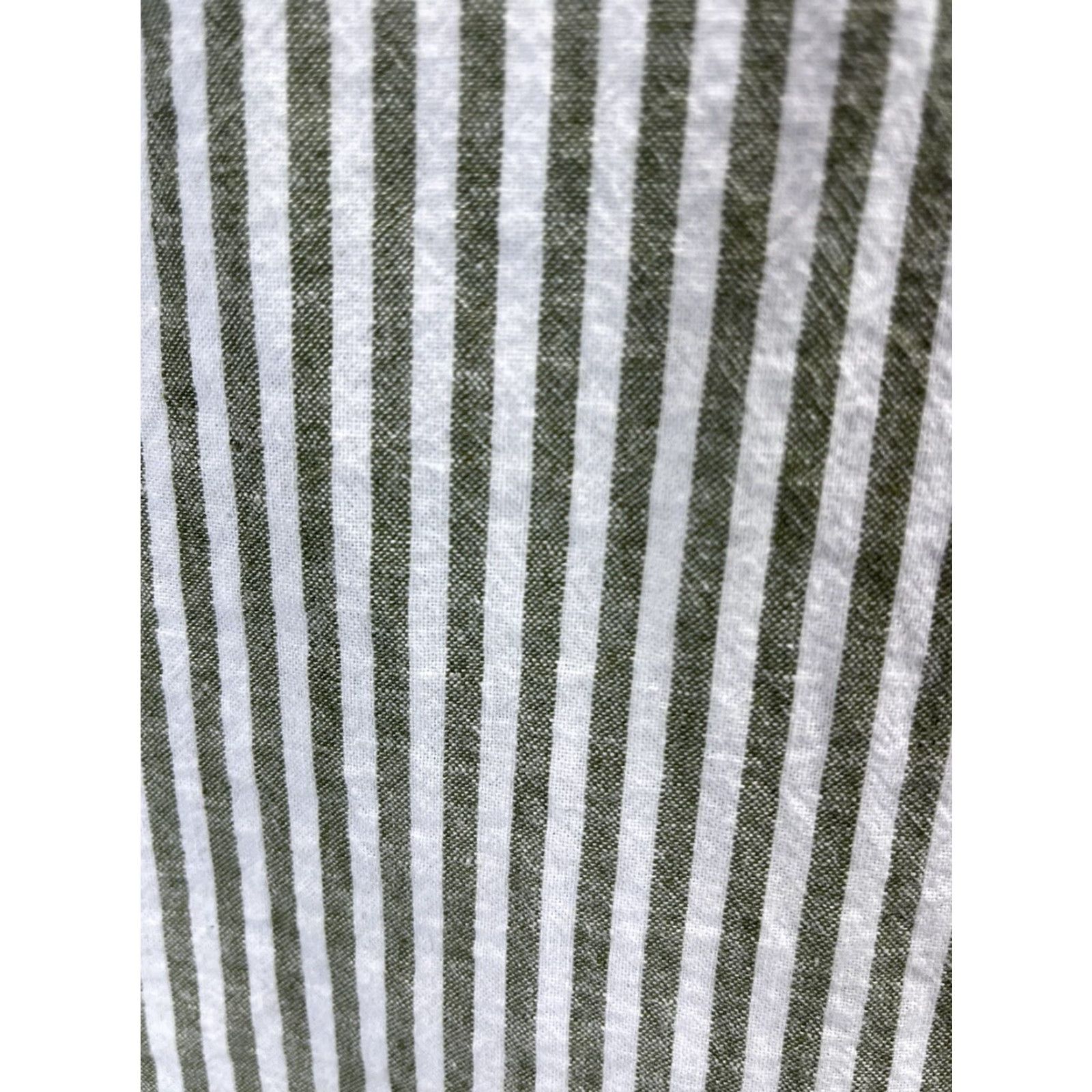 Madewell Madewell Linen Blend Collarless Button-Up Shirt Women's Size L White Green Striped Coastal Size L / US 10 / IT 46 - 5 Thumbnail