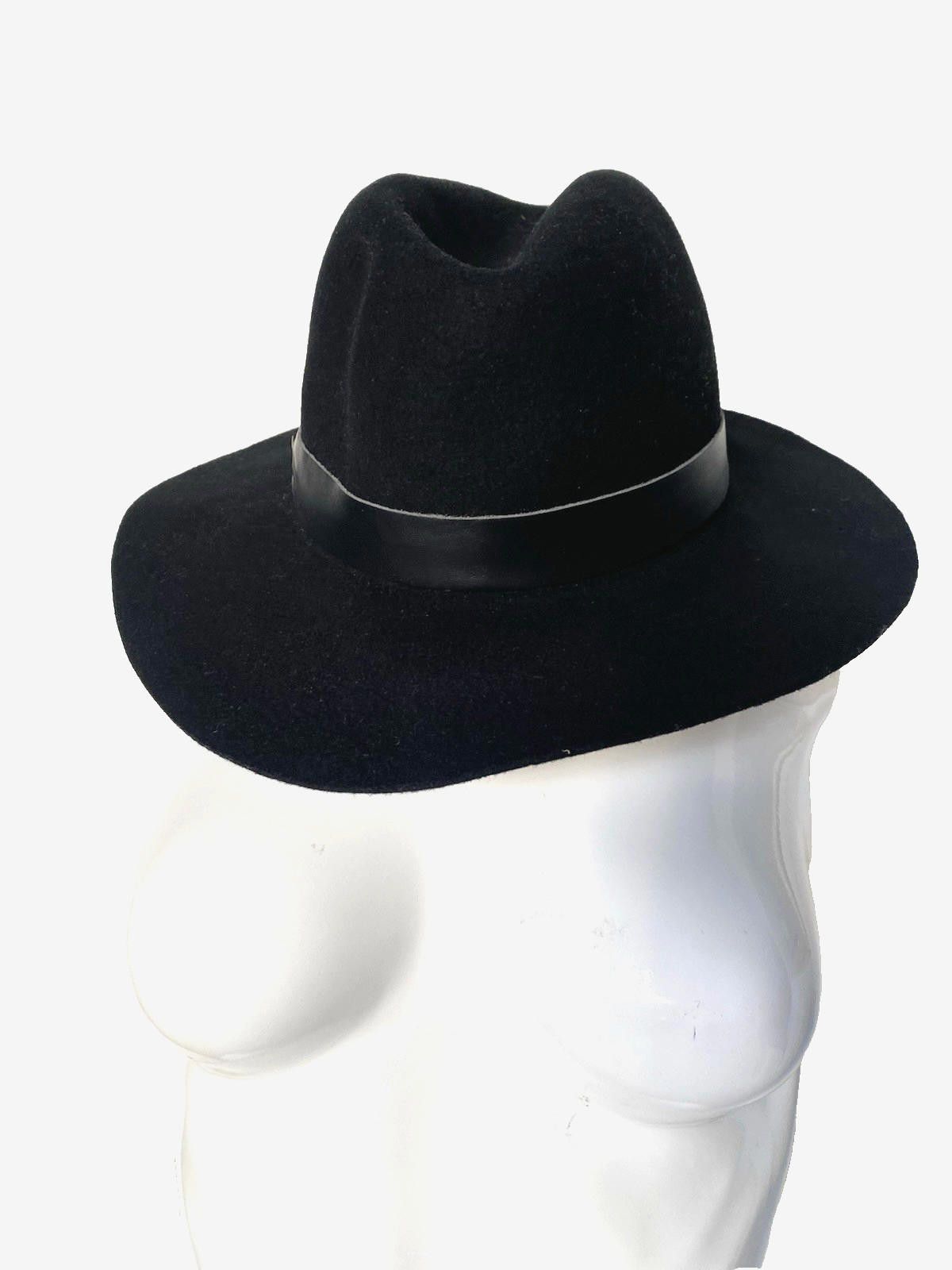 Other NWT Hat Attack 100% Wool Felt Fedora Leather Trim Black Hat Size ONE SIZE - 8 Thumbnail