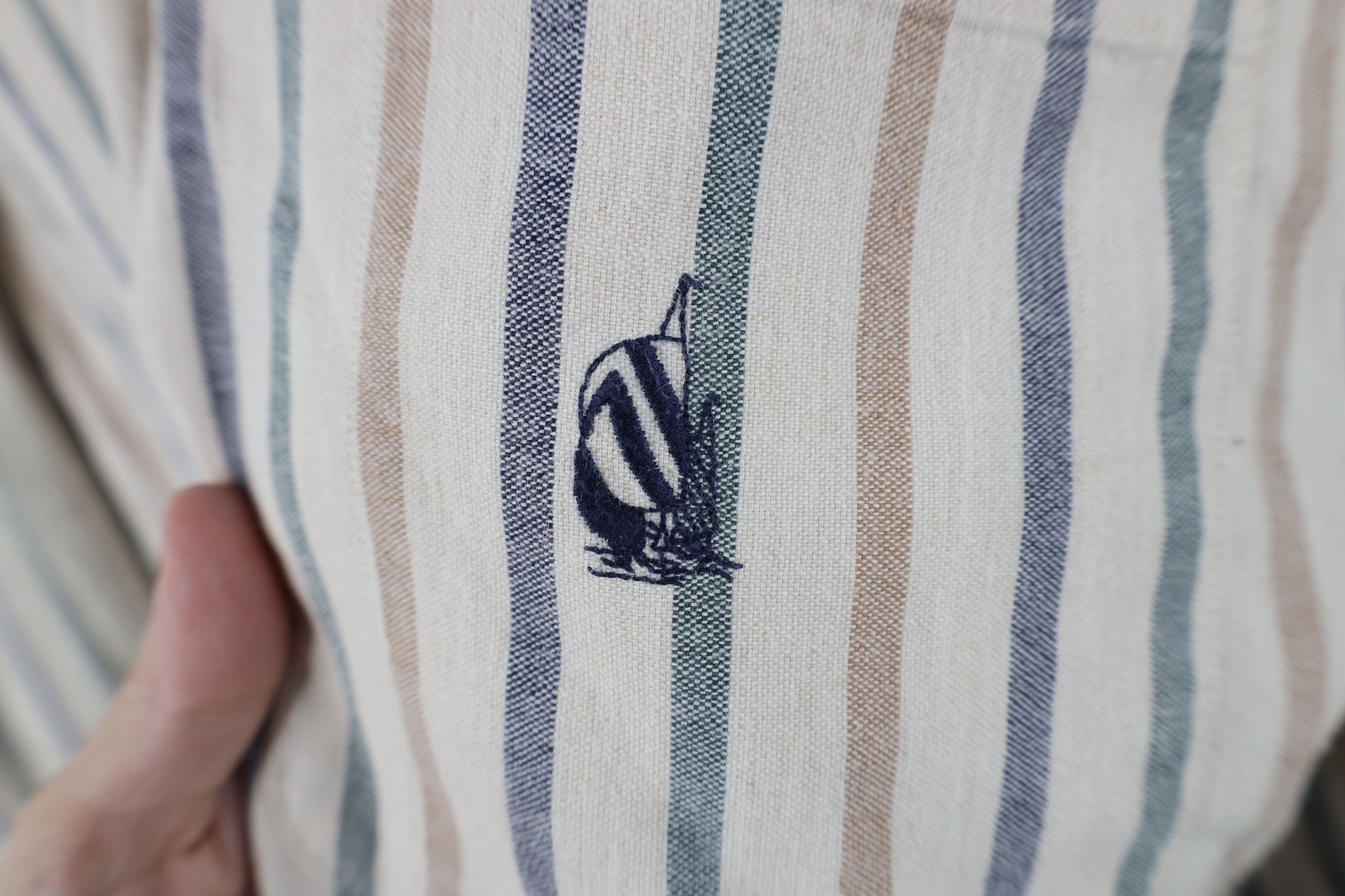 Nautica Vintage 90s Nautica Striped Band Collar Button Shirt Cotton Size US XL / EU 56 / 4 - 4 Thumbnail