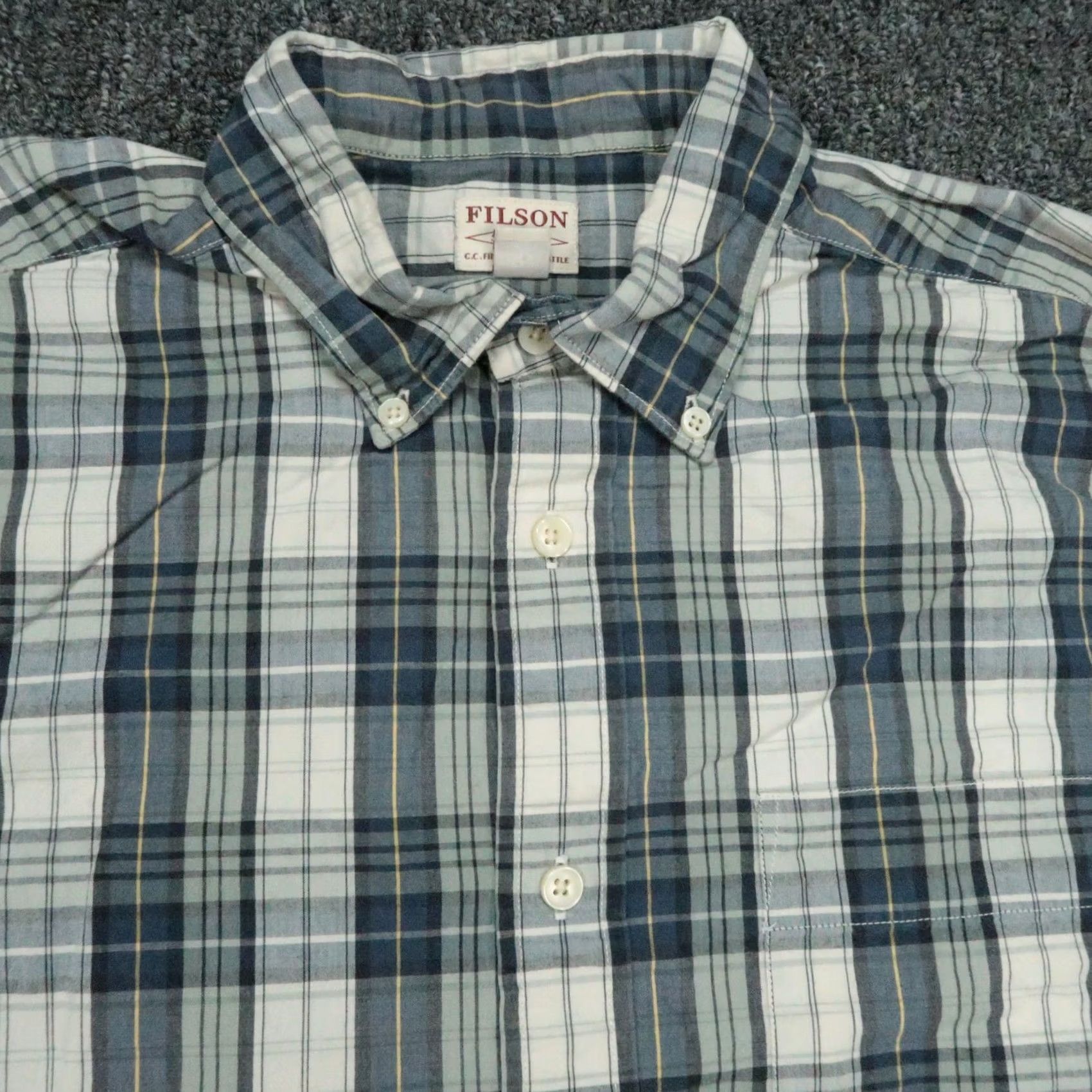 Filson Filson Shirt Mens S Blue Plaid Long Sleeve Button-Down Pockets Casual Business Travel 40 in Chest Regular Fit Cotton T-Shirt? Size US S / EU 44-46 / 1 - 2 Thumbnail