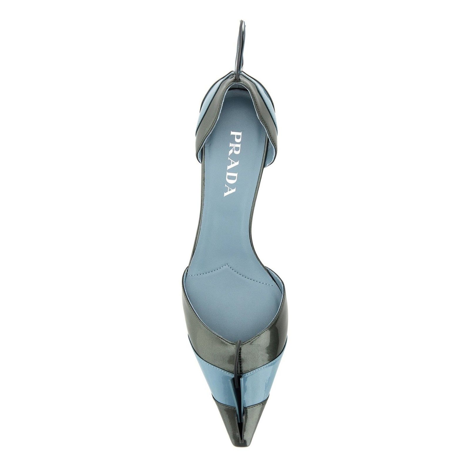 Prada PRADA Two-Tone Striped Bow Black Blue Leather 55mm Heel Pump Size US 7 / IT 37 - 4 Thumbnail