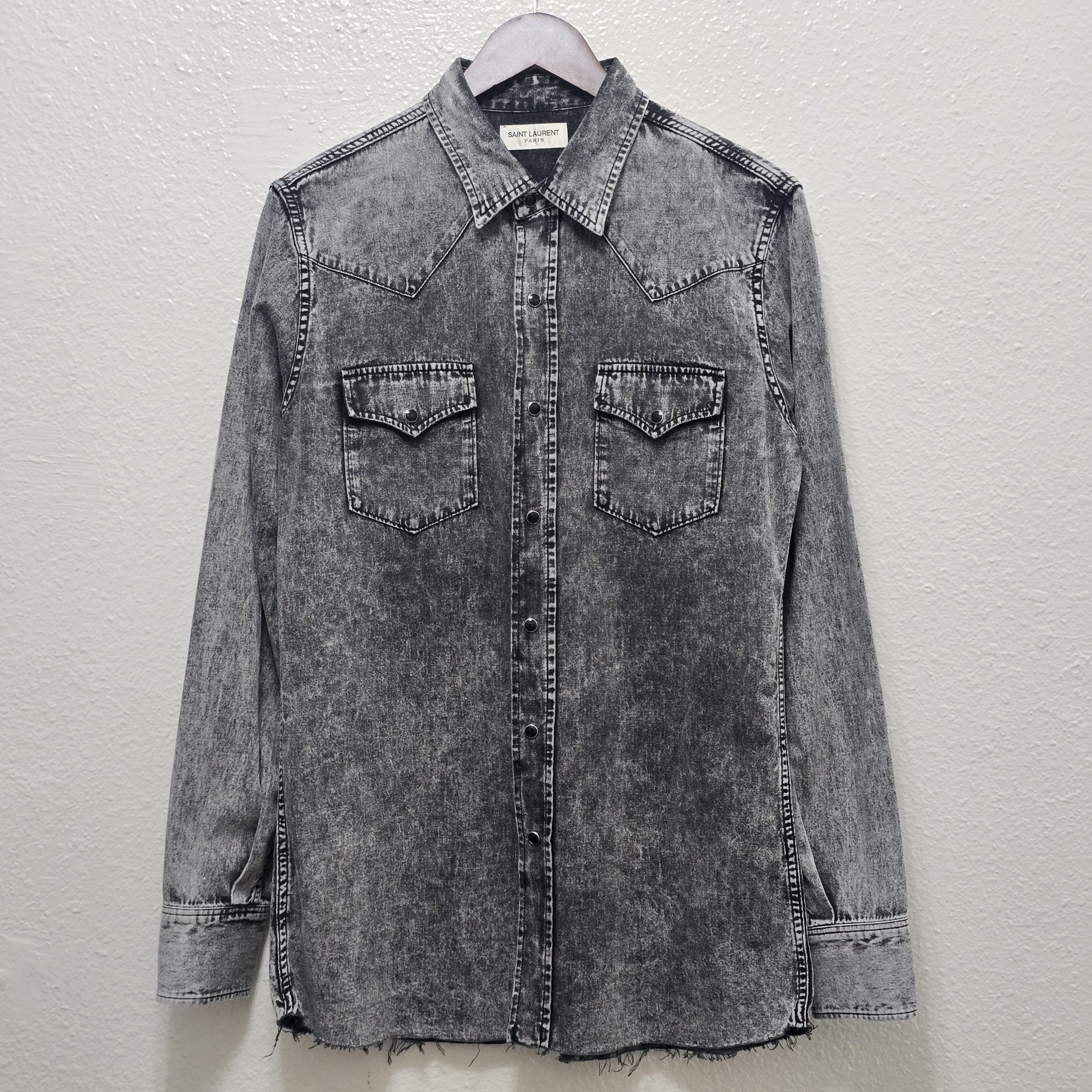 Saint Laurent Paris Acid-Washed Denim Shirt Size US S / EU 44-46 / 1 - 4 Thumbnail
