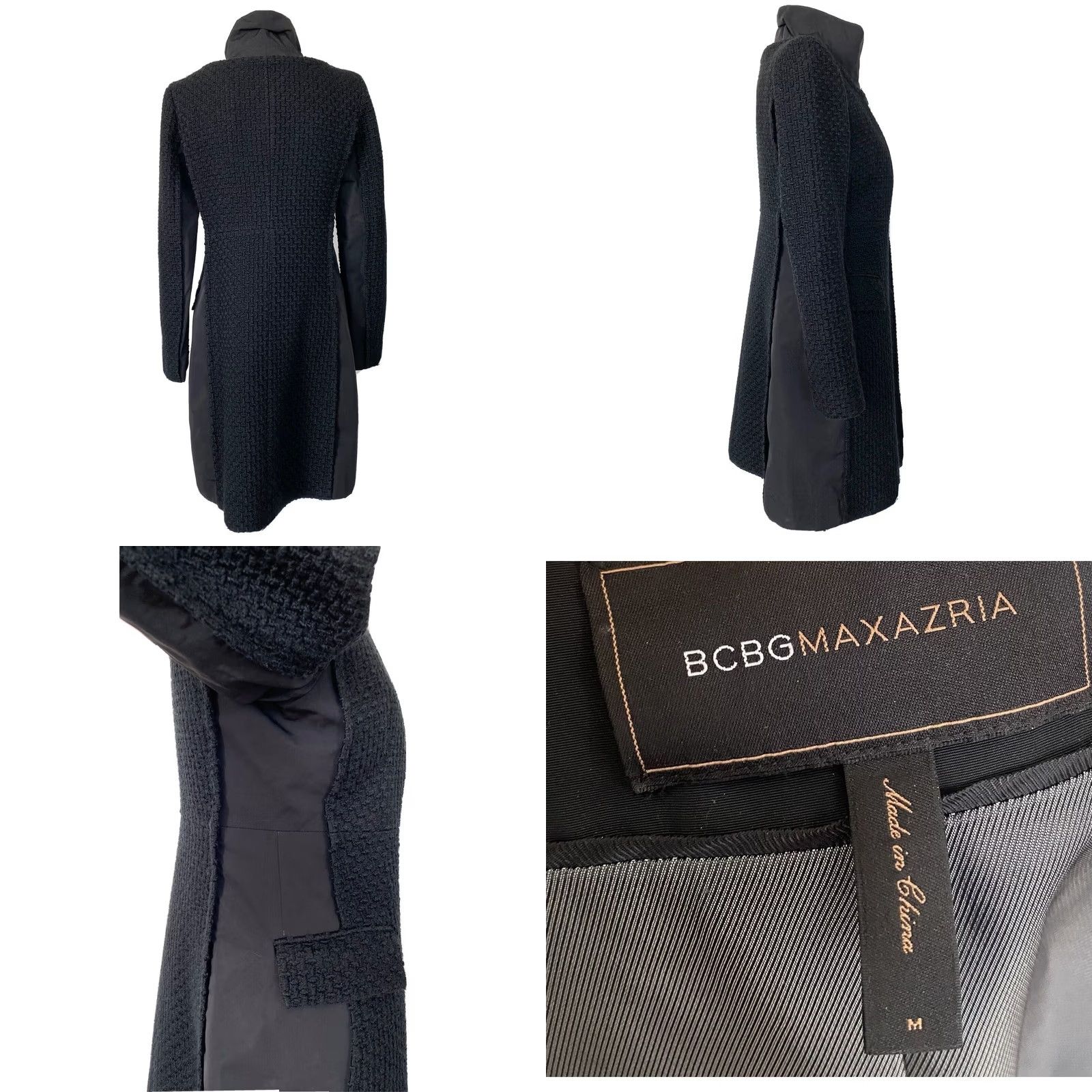 Bcbgmaxazria BCBGMAXAZRIA Coat Wool Blend Black Mid-Length Overcoat M Womens Wool Blend Lined Snap Front Size M / US 6-8 / IT 42-44 - 8 Thumbnail