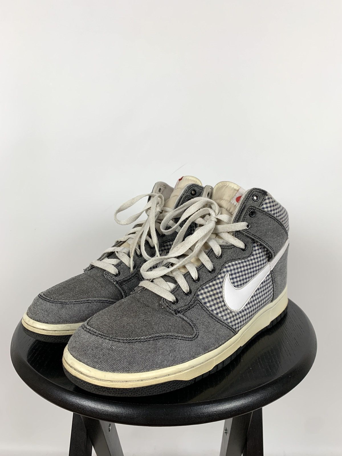 Nike Rare Nike High Dunk Checkered Denim Sneakers Size US 11 / EU 44 - 8 Thumbnail