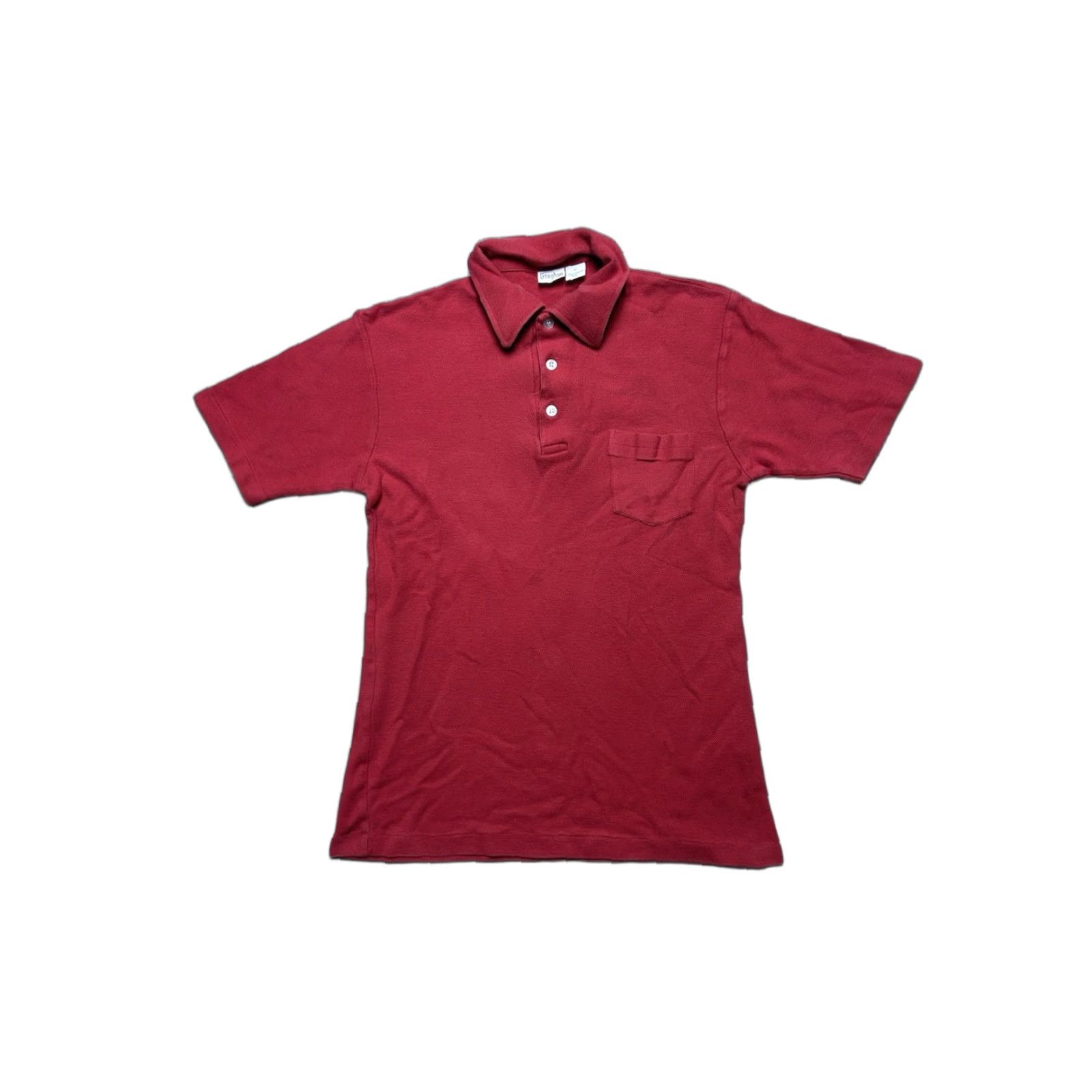 Vintage VINTAGE 1970s polo shirt Knit Cotton Crimson red Blank Men’s M Short Sleeve Shirt Mens 70s Polo Size US M / EU 48-50 / 2 - 1 Thumbnail