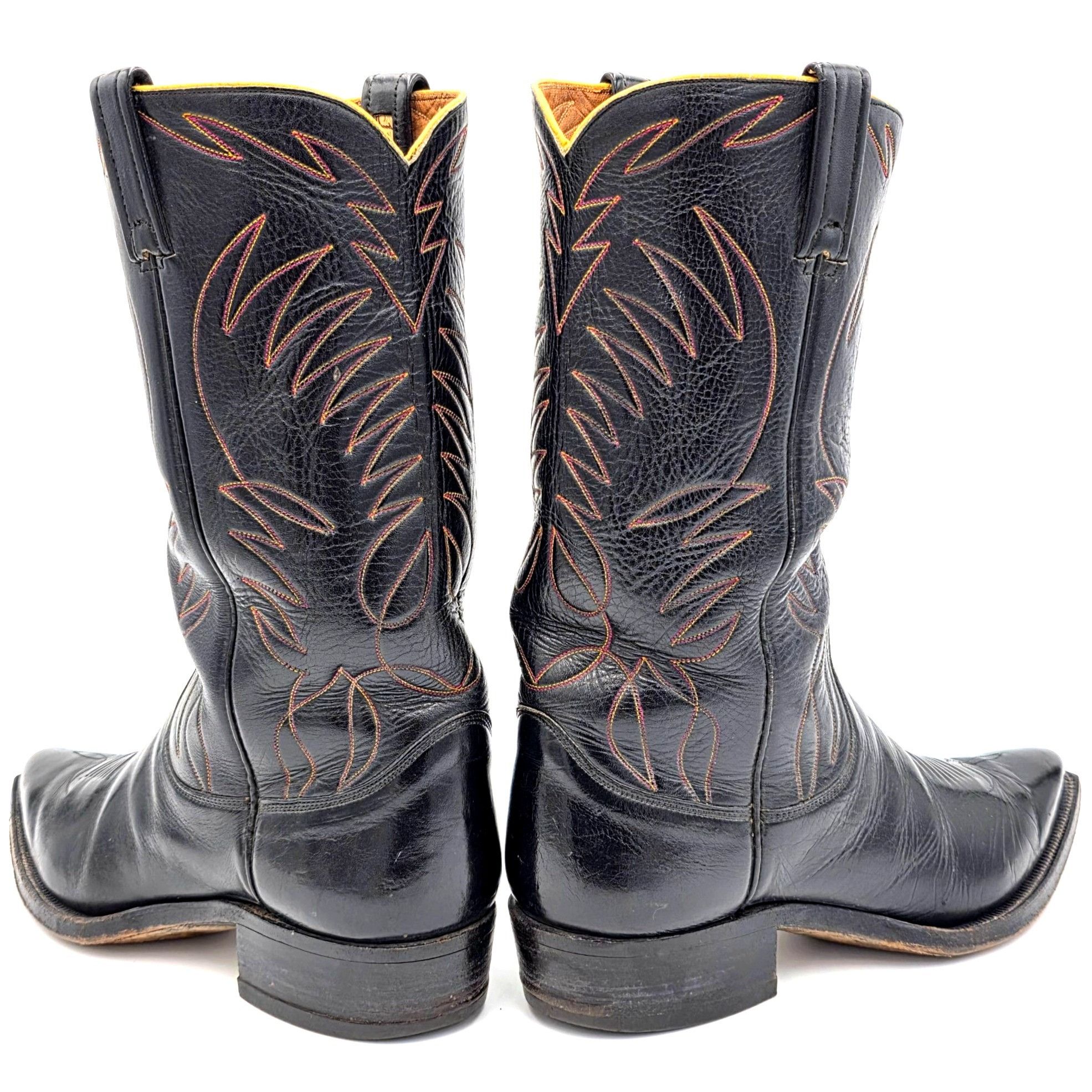 Justin Boots 1950s? Vintage Justin Boots Black Leather Men 10.5D Snip-toe Size US 10.5 / EU 43-44 - 1 Thumbnail