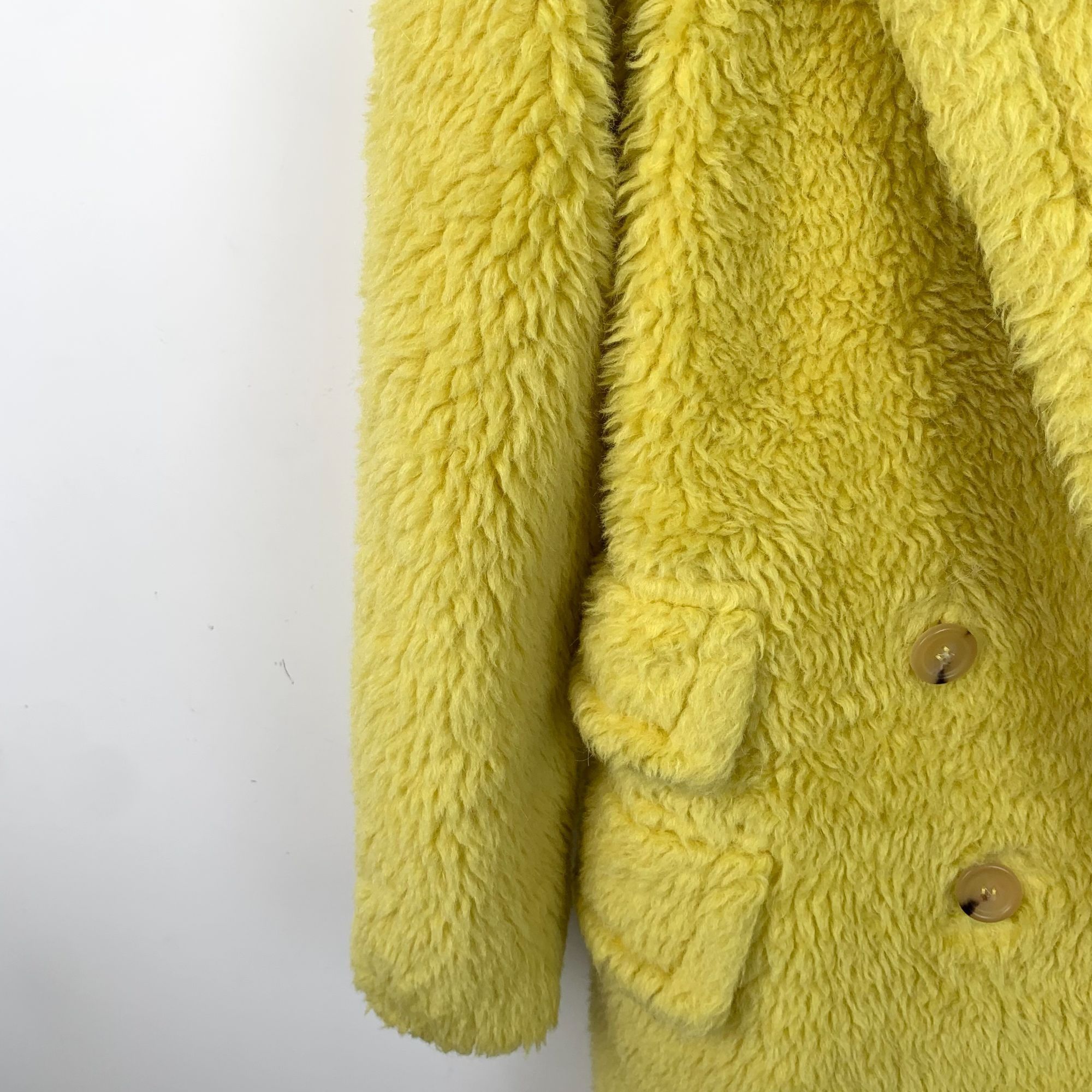 Max Mara Max Mara Yellow Teddy Wool-Blend Double-Breasted Coat With P Size L / US 10 / IT 46 - 4 Thumbnail
