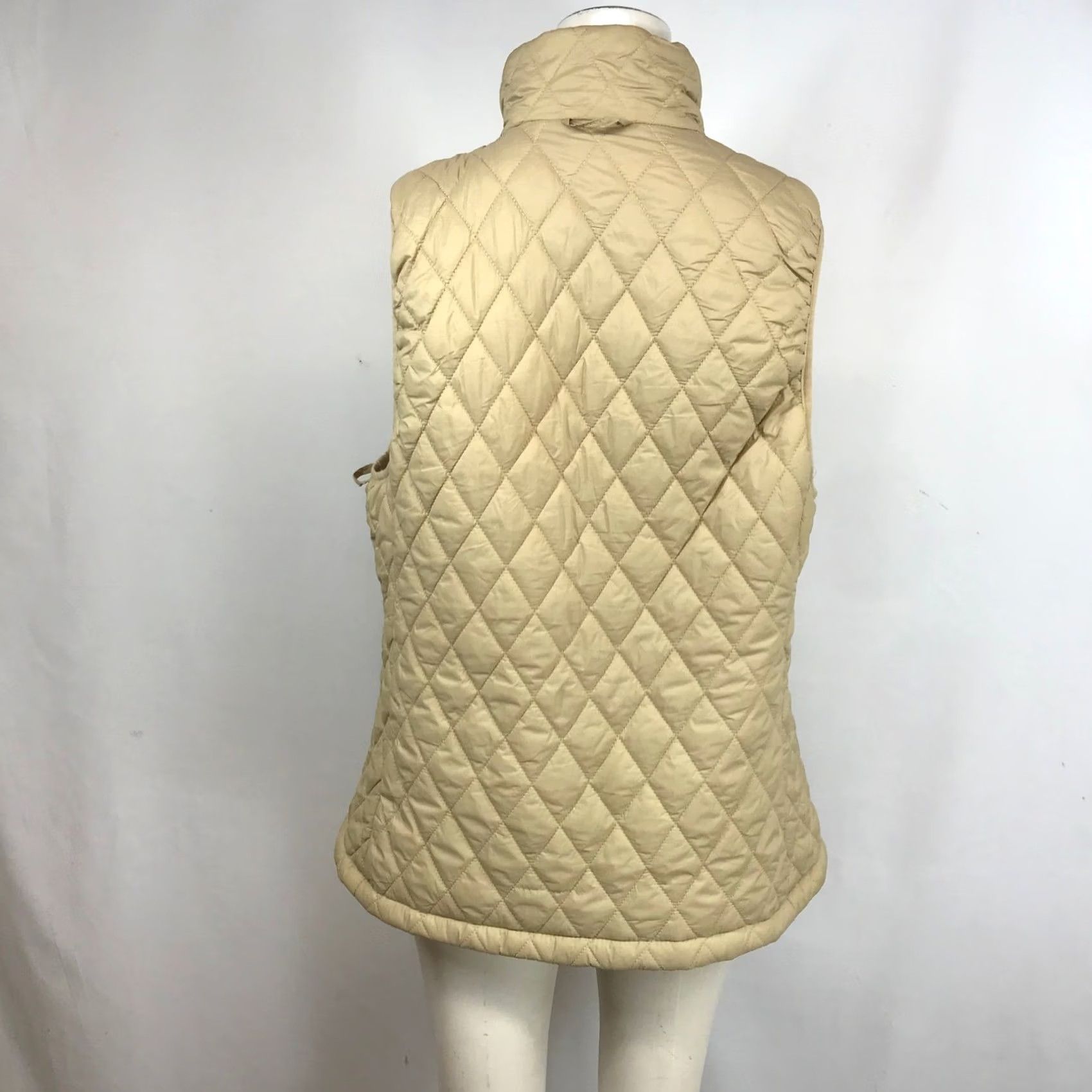Lands' End Lands End Womens Tan Beige Diamond Quilted Puffer Vest Full Zip Size L Large Vest Beige Quilted Puffer, Zip, Pockets, Stand Collar Womens Size L / US 10 / IT 46 - 5 Thumbnail