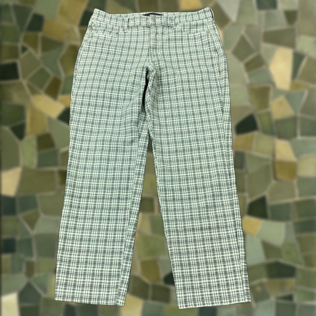 Vintage Liverpool Chino Pants Womens Size 12 Blue Houndstooth Stretch Mid Rise Regular Fit Size 32" / US 10 / IT 46 - 1 Thumbnail