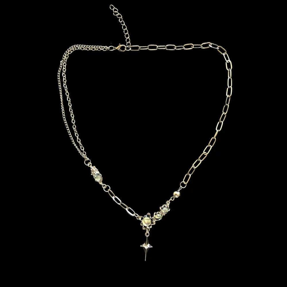 Jewelry Electro Chain Crystal Stone Silver Abstract Star Pop Fantasy Size ONE SIZE - 3 Thumbnail