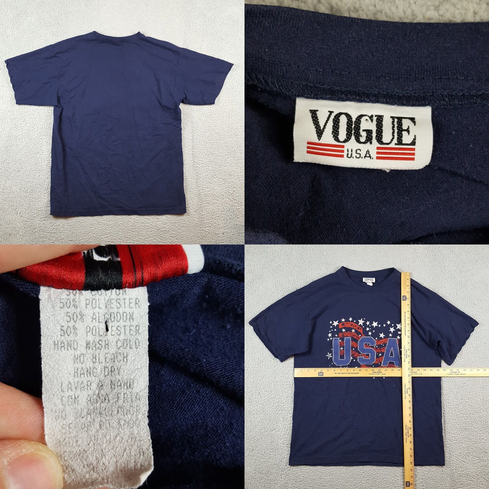 Vogue VINTAGE Vogue T-Shirt Men Large Summer Short Sleeve Cotton Logo USA Flag 90s Y2K Preppy Size US L / EU 52-54 / 3 - 8 Thumbnail