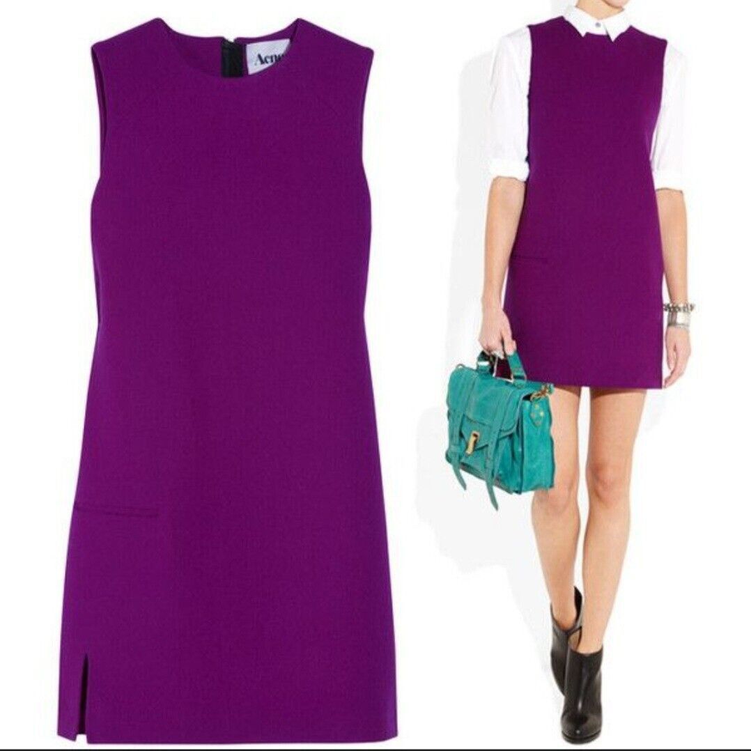 Acne Studios × Designer Rare Acne Studios Purple Dress 100% Wool Designer Classic Size XS / US 0-2 / IT 36-38 - 2 Thumbnail
