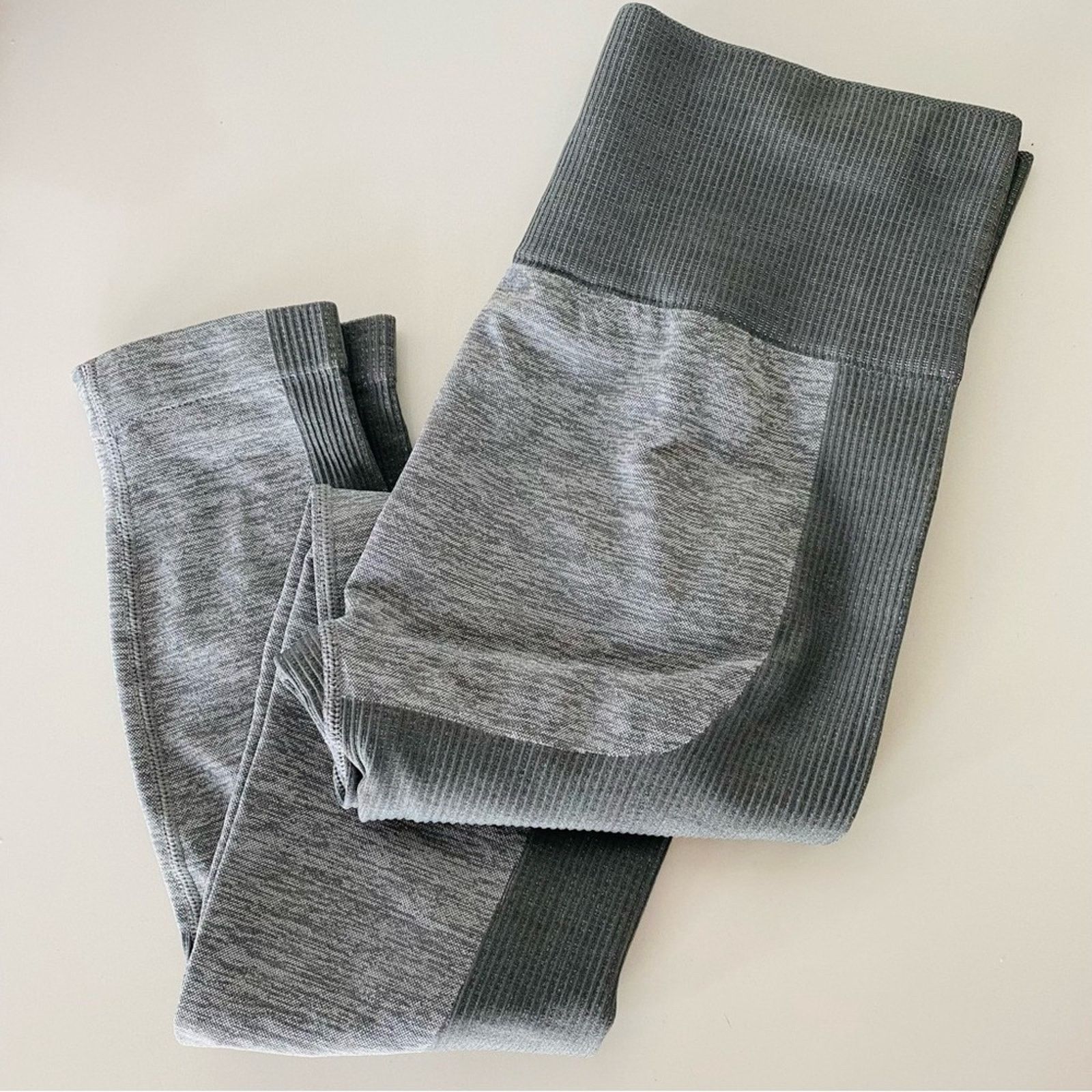 Nordstrom NEW Light Dark Grey Colorblock Stripe Knit High Rise Legging Size 26" / US 2 / IT 38 - 4 Thumbnail
