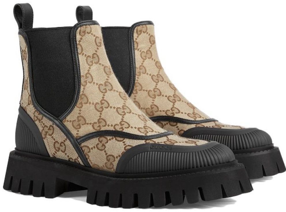 Gucci Gucci Stretch Side GG Supreme Monogram Ankle Boots Bootie Size US 9.5 / IT 39.5 - 1 Thumbnail